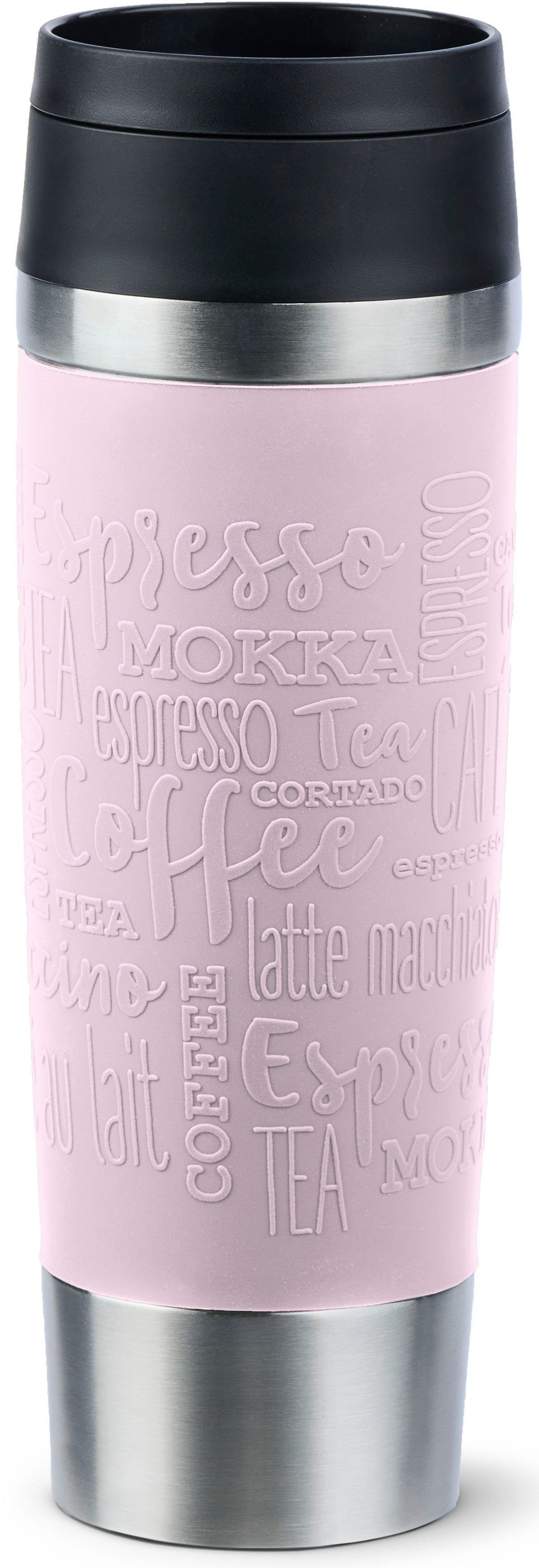 Emsa Thermobecher Travel Mug Classic, mit 360°-Trinköffnung, auslaufsicher, rutschfest, Edelstahl, Kunststoff, Silikon, 4h heiß, 8h kalt - 360 ml / 6h heiß, 12h kalt - 500 ml, 100% dicht