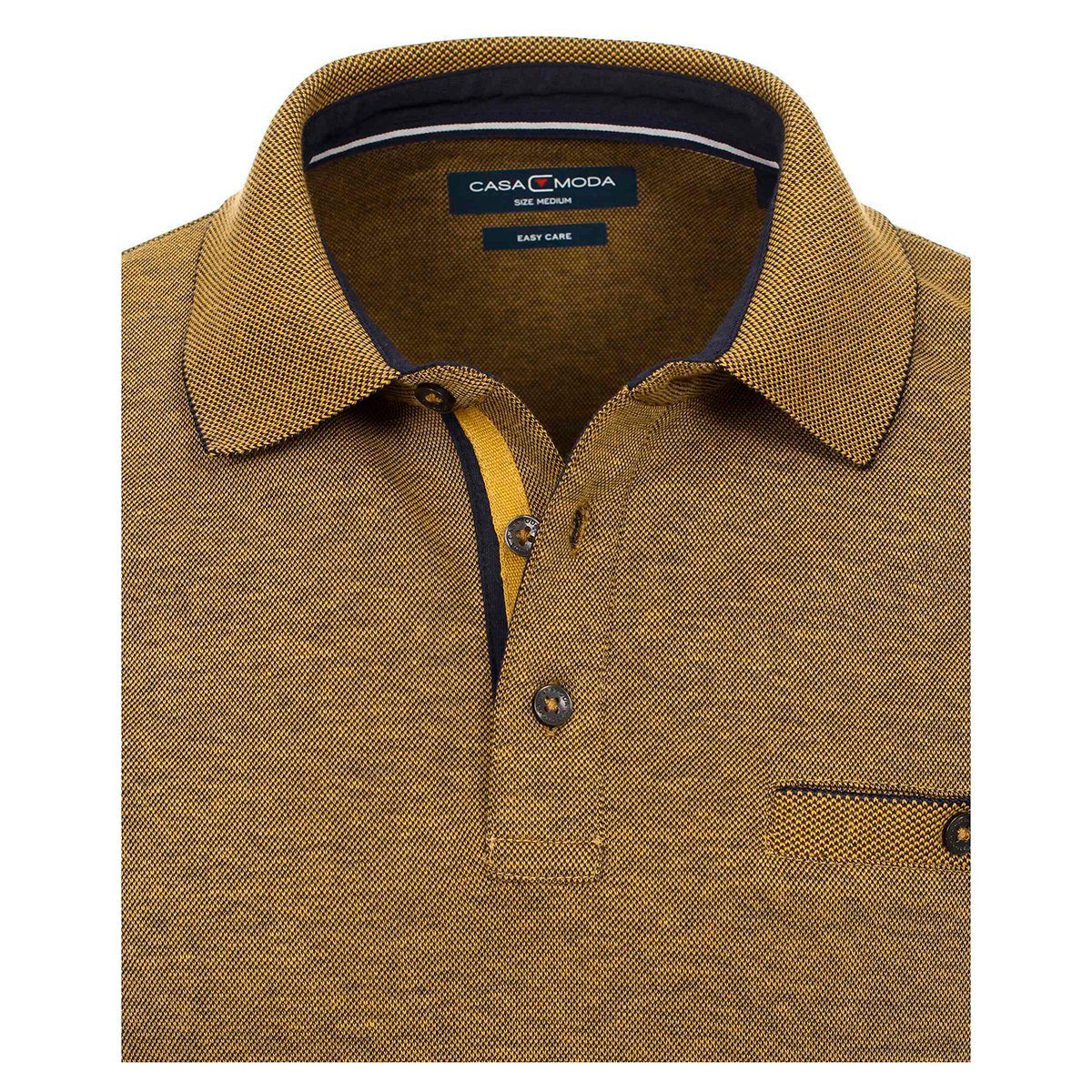 CASAMODA Langarm-Poloshirt CasaModa Langarm-Poloshirt Übergröße gelb melange