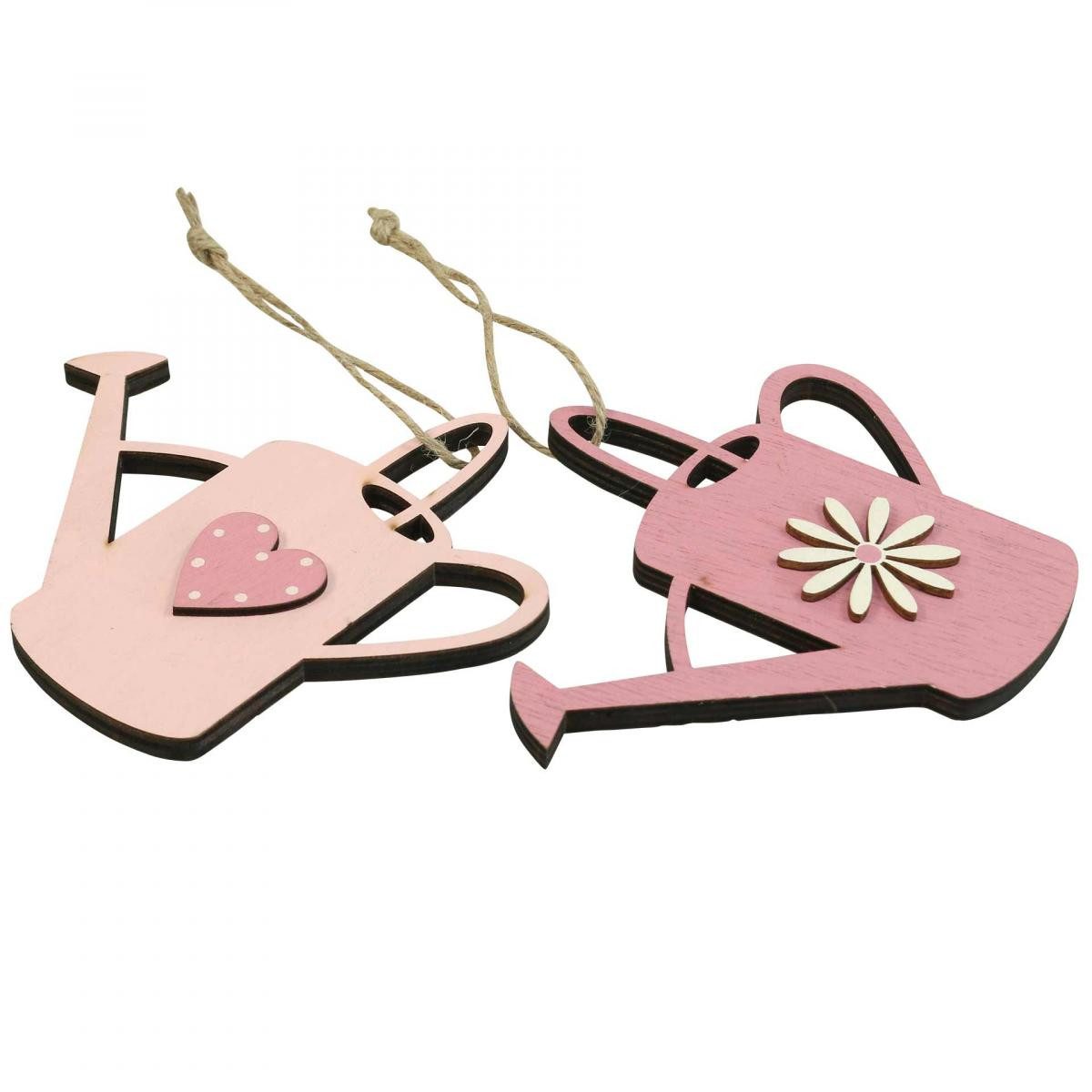 Hängedekoration Hängedeko Holz Gießkanne Rosa Herz Blume Dekohänger Frühling Sommer