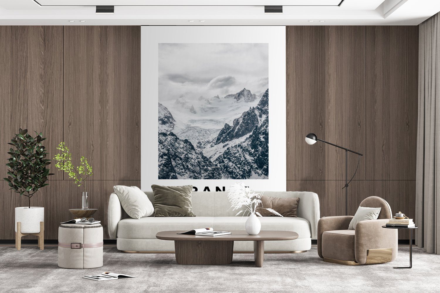 - Schnee, (3 Frankreich Fototapete Wohnzimmer, für bedruckt, Matt, MuchoWow St), Vinyl Montagefertig - Berge Wandtapete Tapete