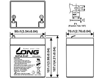 Kung Long 12V 4,5Ah ersetzt RT1245 RT 1245 AGM wartungsfrei Bleiakkus, universell einsetzbar