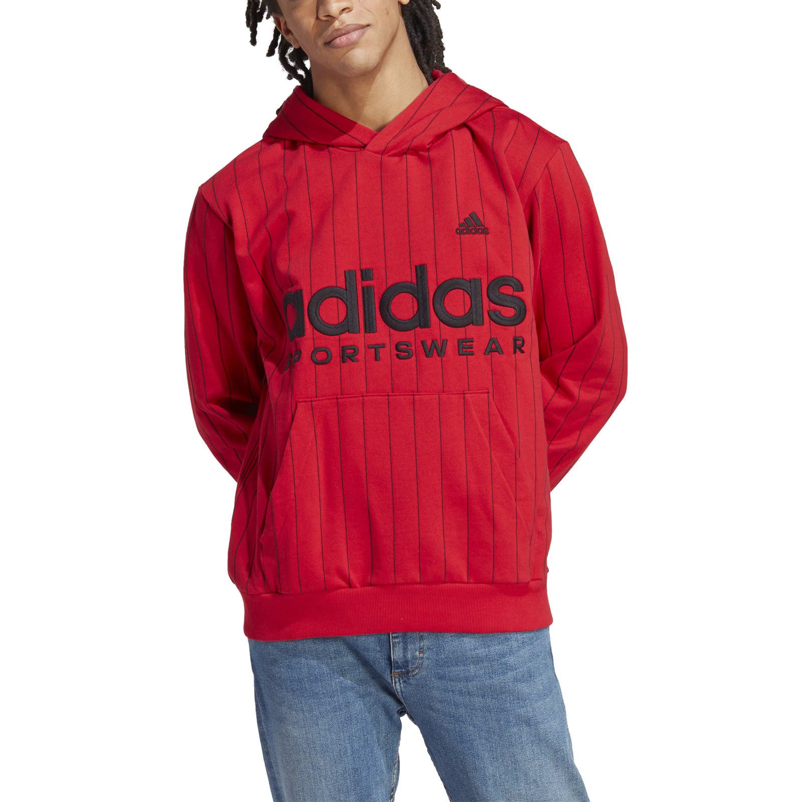 adidas Performance Kapuzenpullover Pinstripe Fleece Hoodie (Baumwollmix) rot Herren