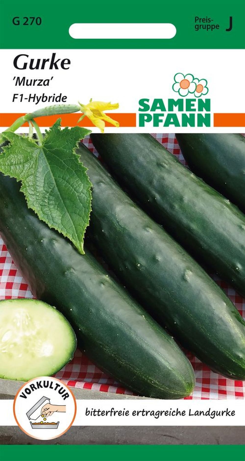 SAMEN PFANN Gemüsesamen Gurke, Murza F1, Landgurke, bitterfrei – Gurken-Samen Saatgut Samen, Cucumis sativus, var. Murza F1