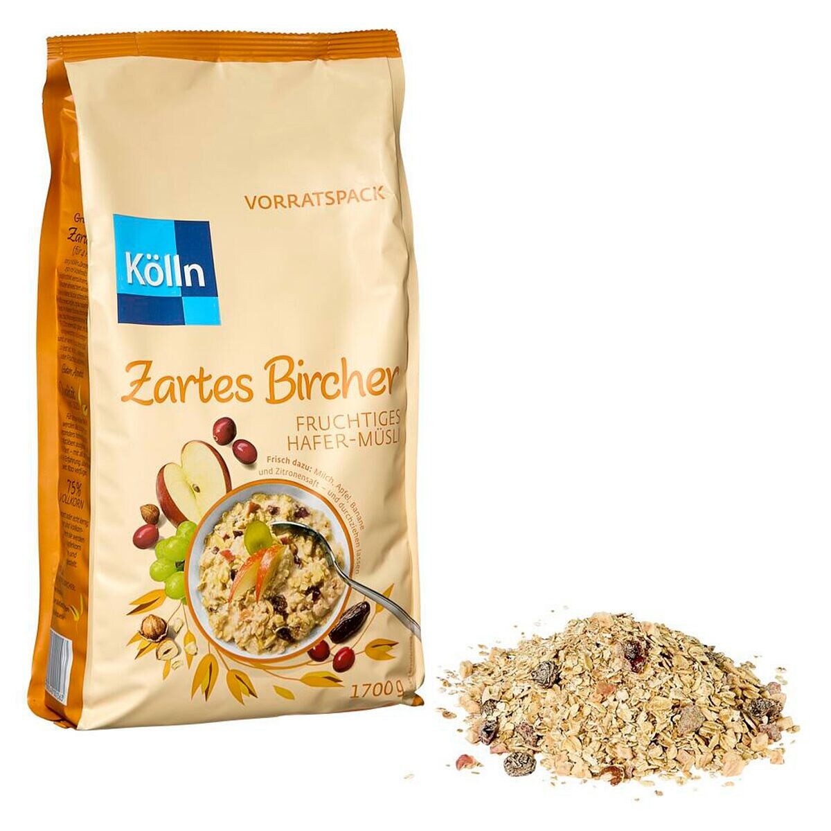 Kölln Cerealien Zartes Bircher, 1700 g, Fruchtiges Hafer-Müsli