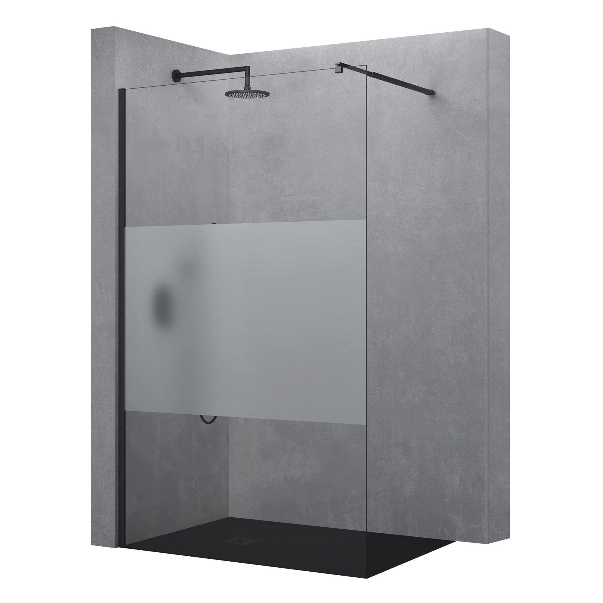 doporro Duschwand Duschkabine Duschabtrennung schwarz ESG-Glas Nano H: 200cm B02-MS, Einscheibensicherheitsglas