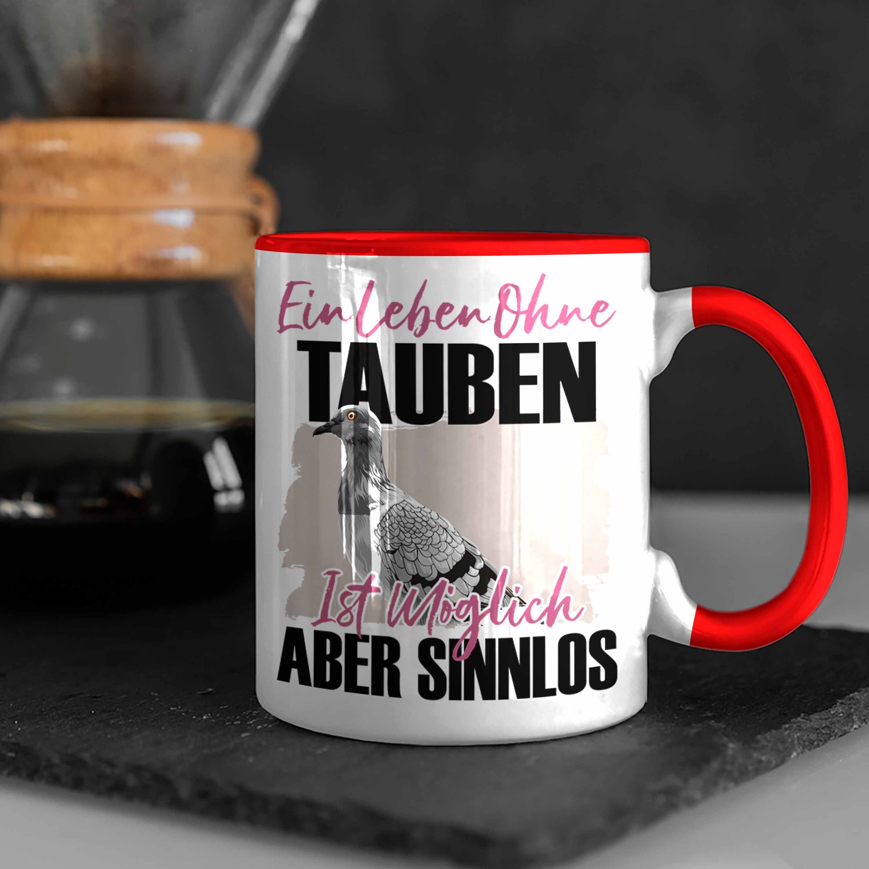 Tasse Geschenkidee - Spruch Rot Trendation Eule Trendation Geschenk Tasse Tauben Liebhaber