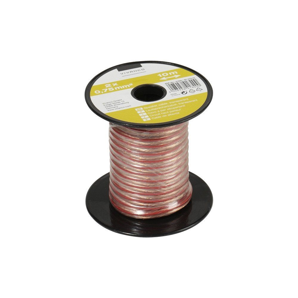 Vivanco Lautsprecherkabel auf Minispule, 2x 0,75 mm², 10m (46820) Audio- & Video-Kabel