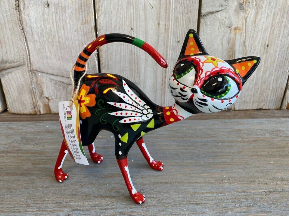 Annimuck Dekofigur Trend Art Crazy Cat Grace Unikat handbemalt Kunstobjekt  19x24 bunt (1 St)