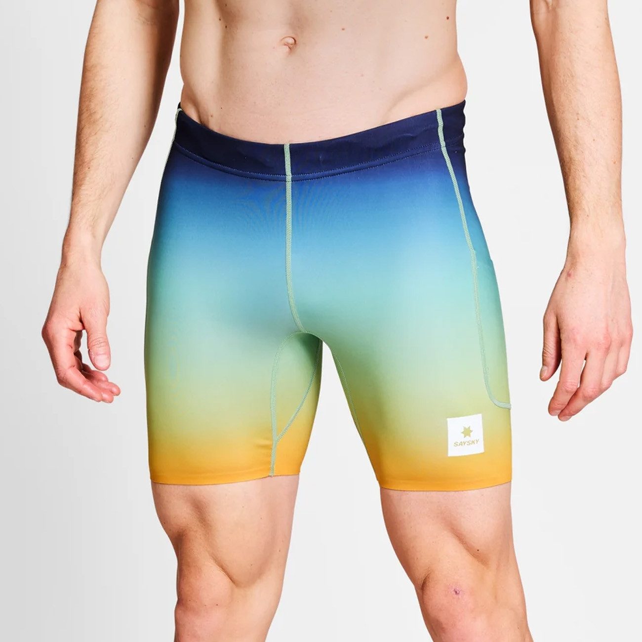 Saysky Laufhose Saysky Drip Dye Combat+Short Tights 7" Blue AOP günstig online kaufen