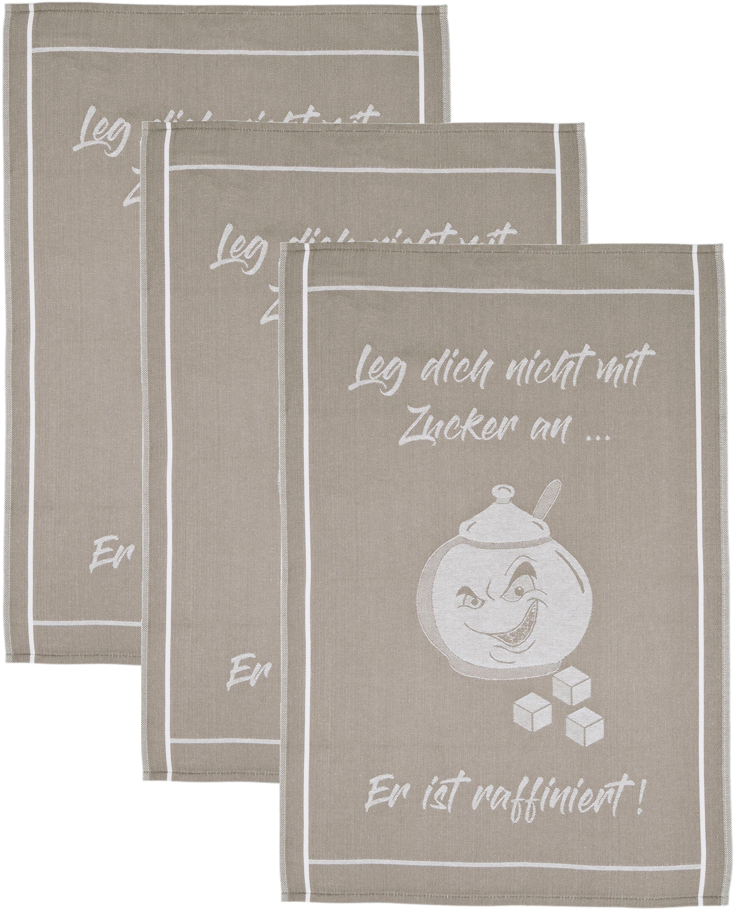 ROSS Geschirrtuch Leg dich nicht mit Zucker an, er ist raffiniert, (Set, 3- günstig online kaufen