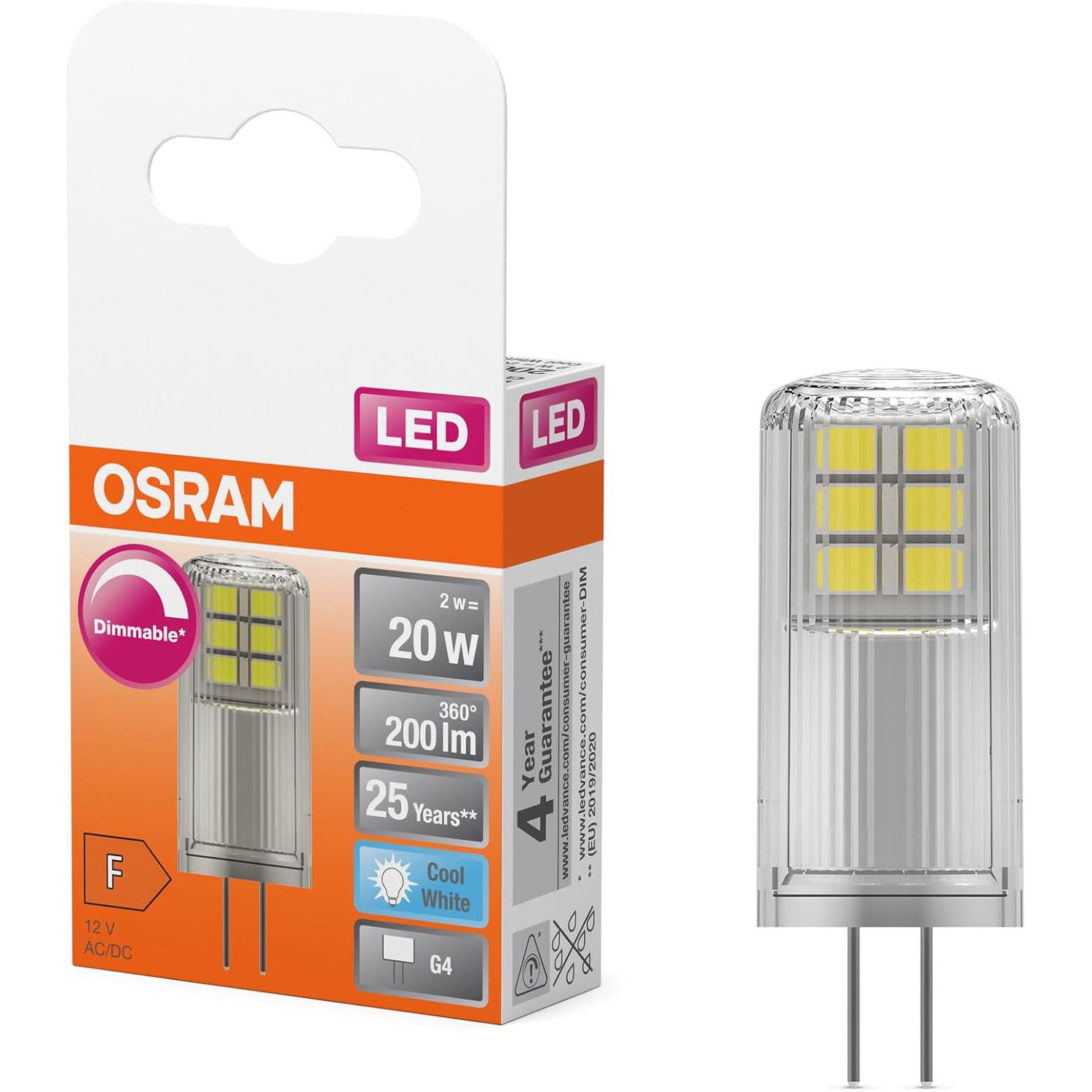 Osram LED-Leuchtmittel SPECIAL G4 PIN CL20 LED-Lampe 20W 200Im, 1 St., Warmweiß, Retro Leuchtmittel