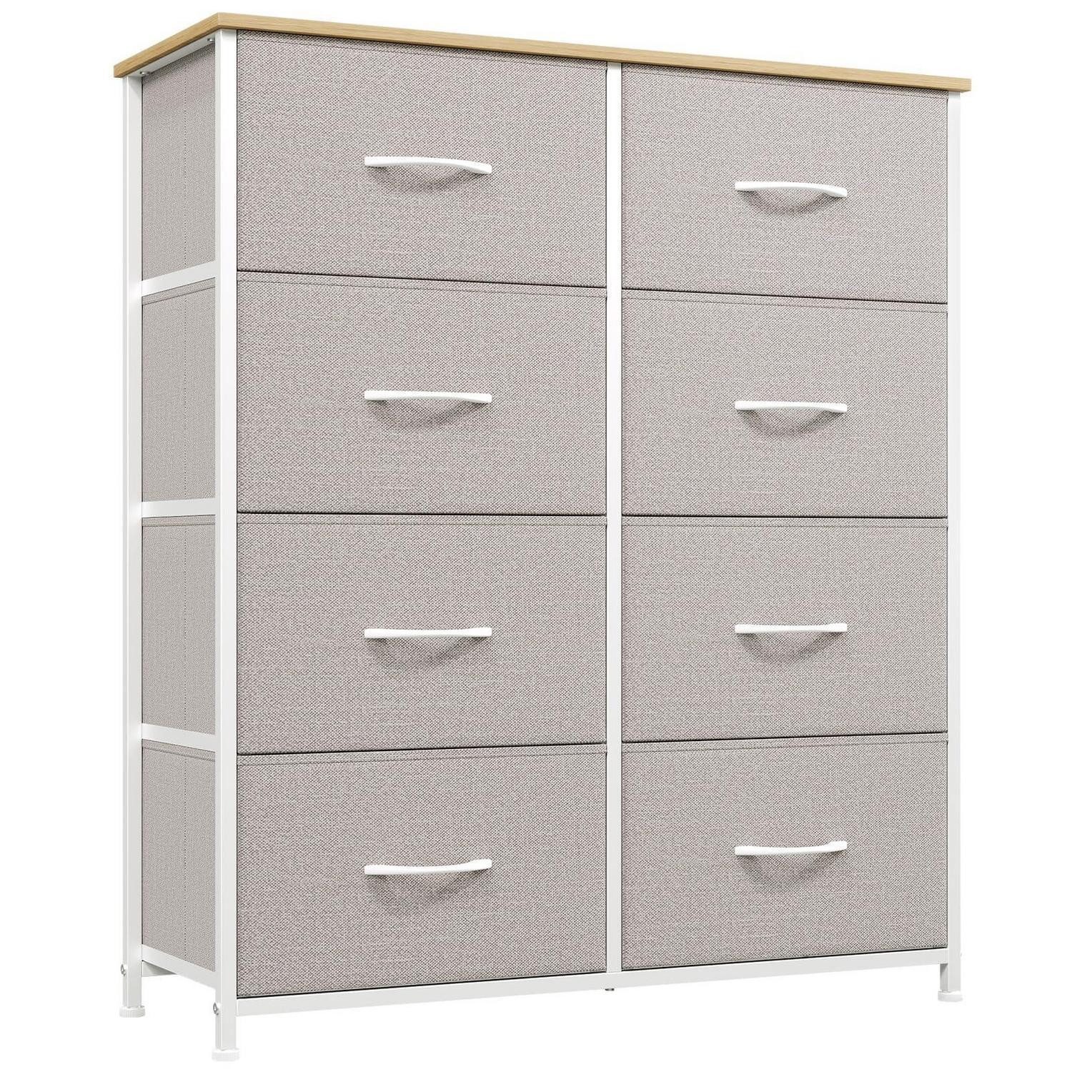 Kommode Kommode Schubladenschrank Aschgrau 30T x 80B x 93H cm (8 Schubladen)