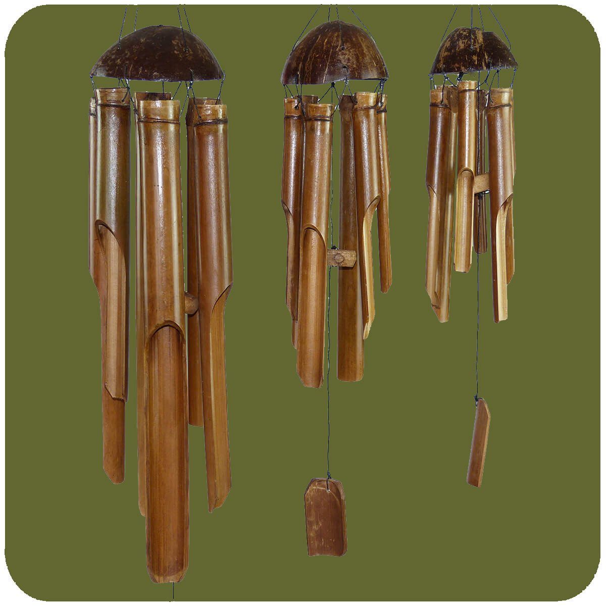 SIMANDRA Windspiel Klangspiel Feng Shui 3er Set Groß, Bambus Mobile 40 cm 60 cm 80 cm