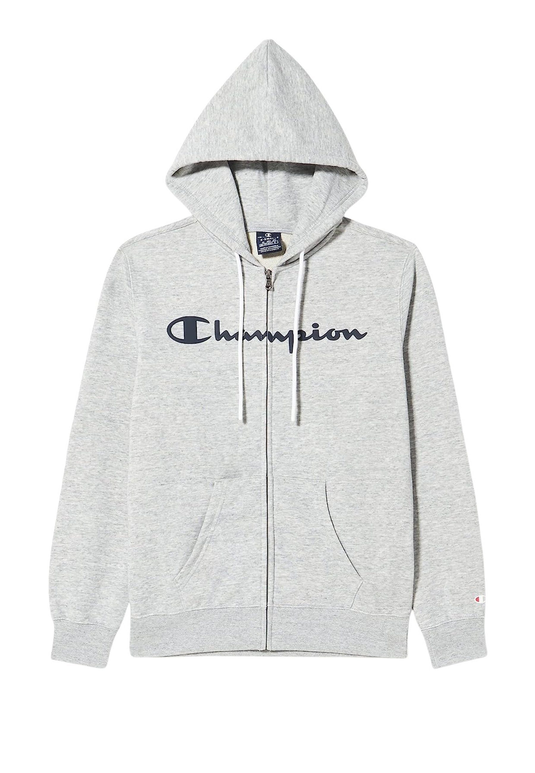 Champion Kapuzensweatjacke Jacke Hoodie aus Baumwollmischung mit grau