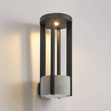 Lucande LED Außen-Wandleuchte Overa, LED-Leuchtmittel fest verbaut, warmweiß, Modern, Aluminium, Kunststoff, dunkelgrau (RAL 840-M), 1 flammig