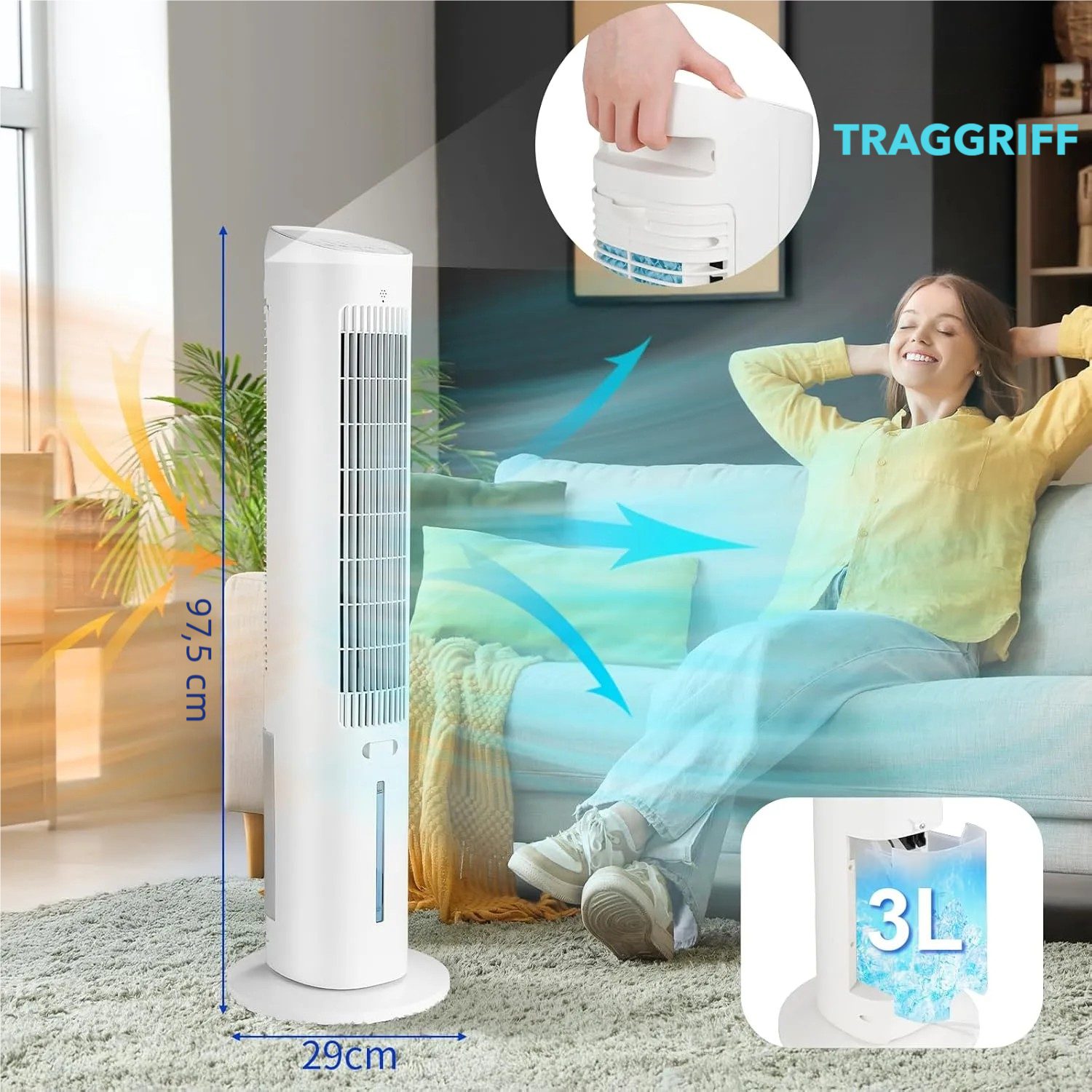 TLGREEN Turmventilator Ventilator Aroma-Funktion mit Kühlung,Wasserkühlung günstig online kaufen