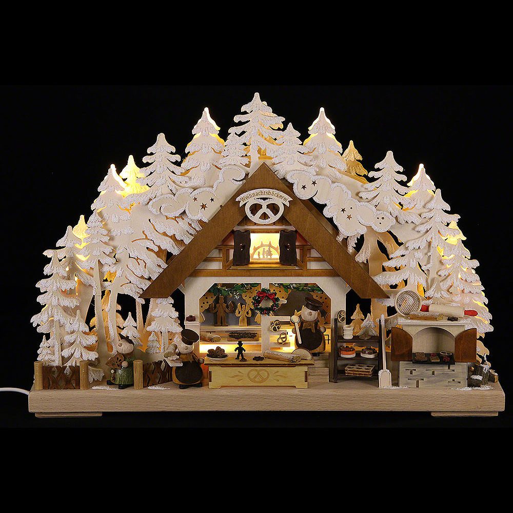 RATAGS Kunsthandwerk Schwibbogen 3D-Schwibbogen Molli-Weihnachtsbäckerei mit Raureif (43x30cm) von RATA