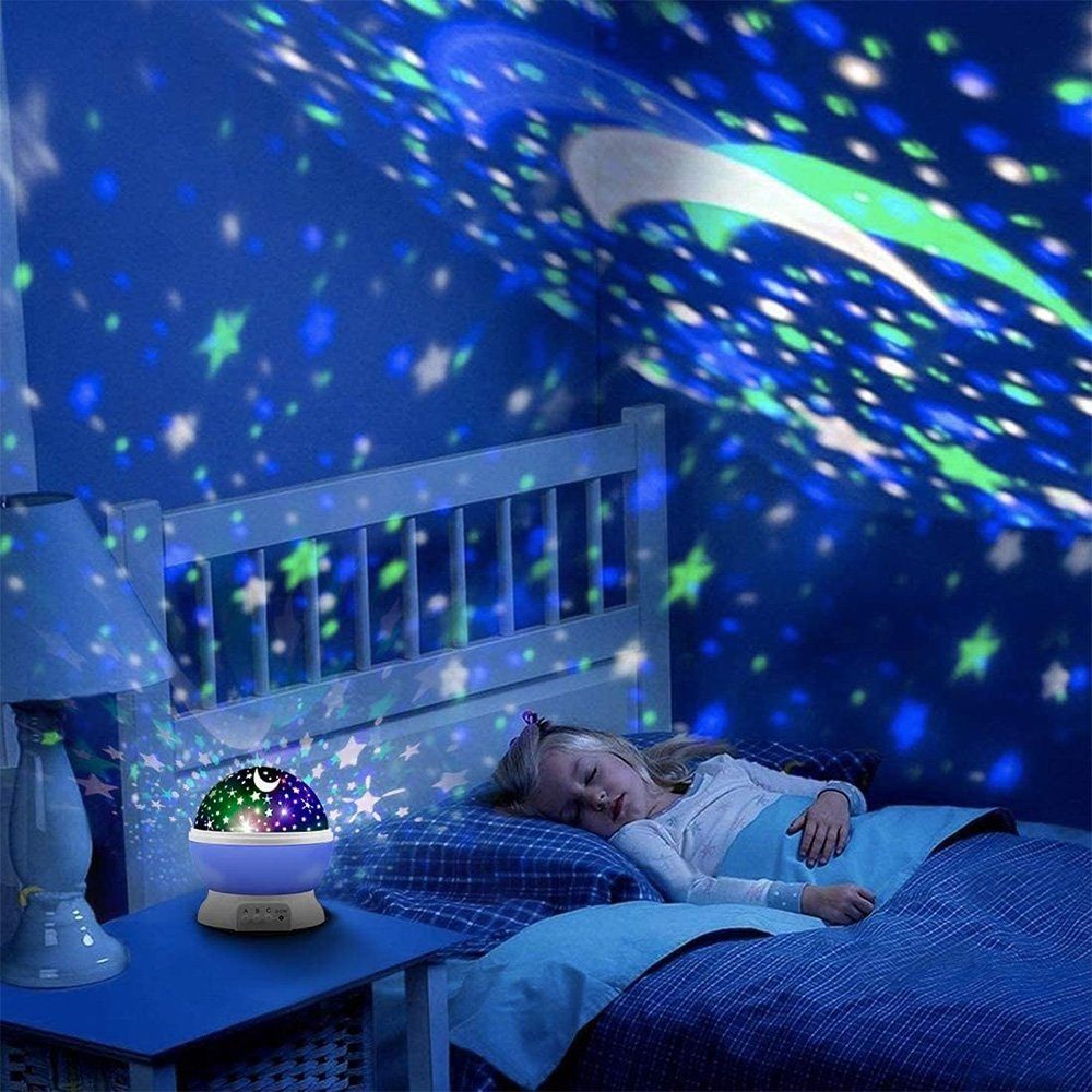 LED Projektionslampe Projektor, zggzerg Rotation 360° Sternenhimmel Blau Nachtlicht Nachttischlampe