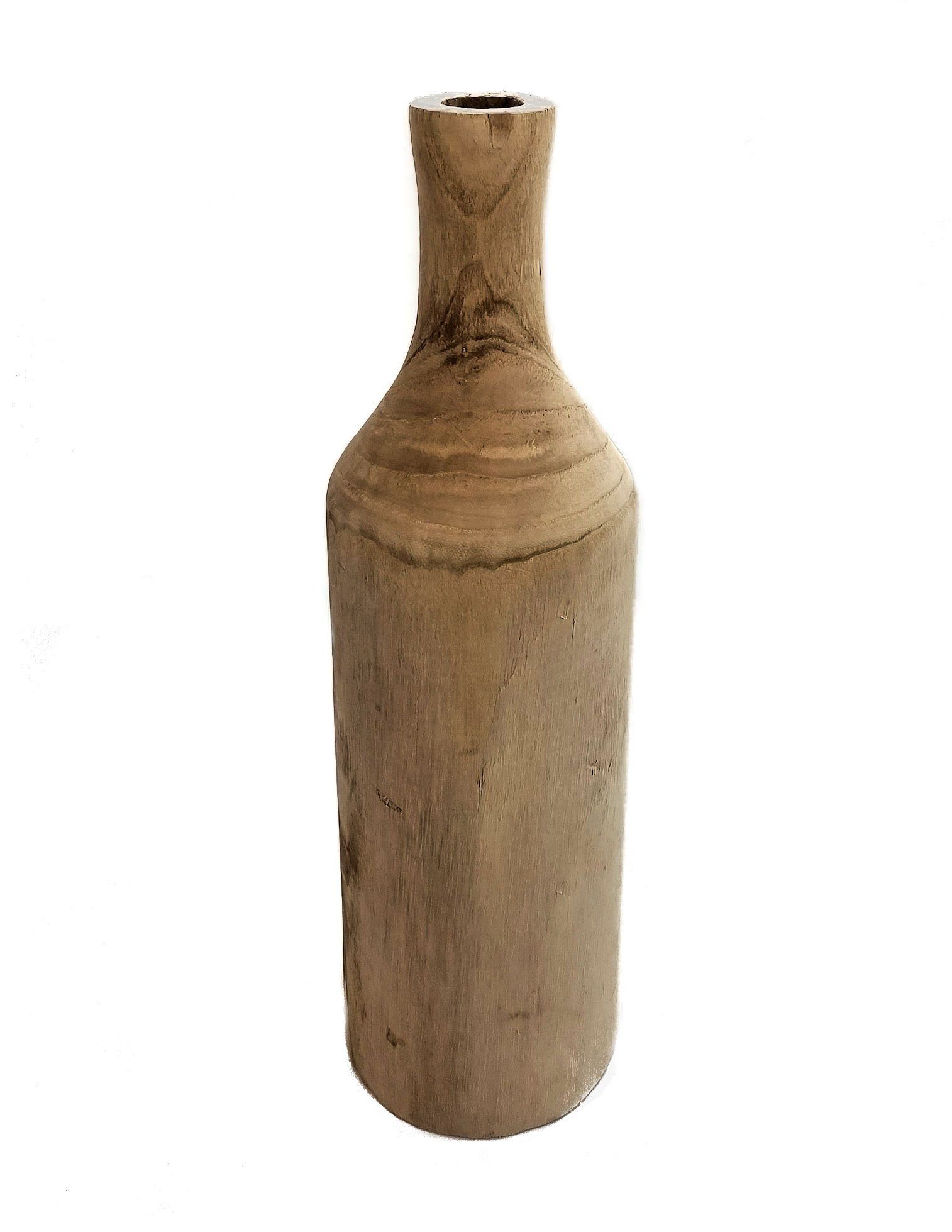 Spetebo Dekovase Design Holz Blumen Vase natur - 46 cm (Packung, 1 St., 1 Vase), Deko Holzvase Flasche naturbelassen
