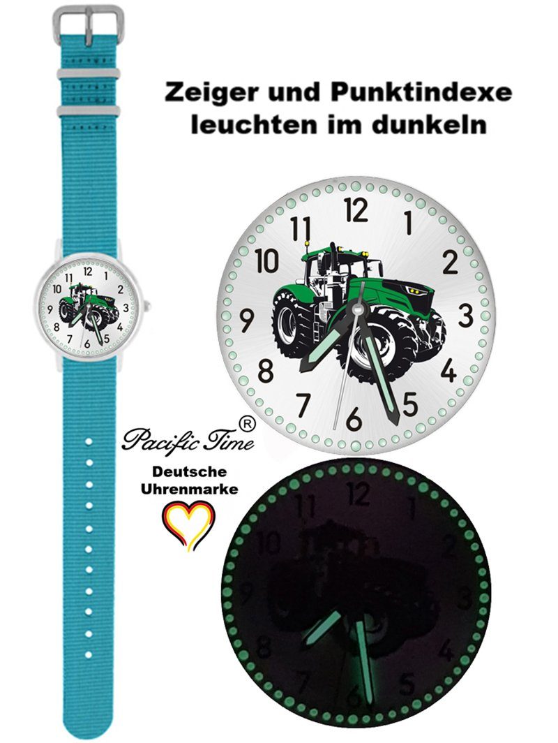 Pacific Match - Gratis Time Kinder Armbanduhr Versand Mix Traktor Design Quarzuhr hellblau Wechselarmband, und grün