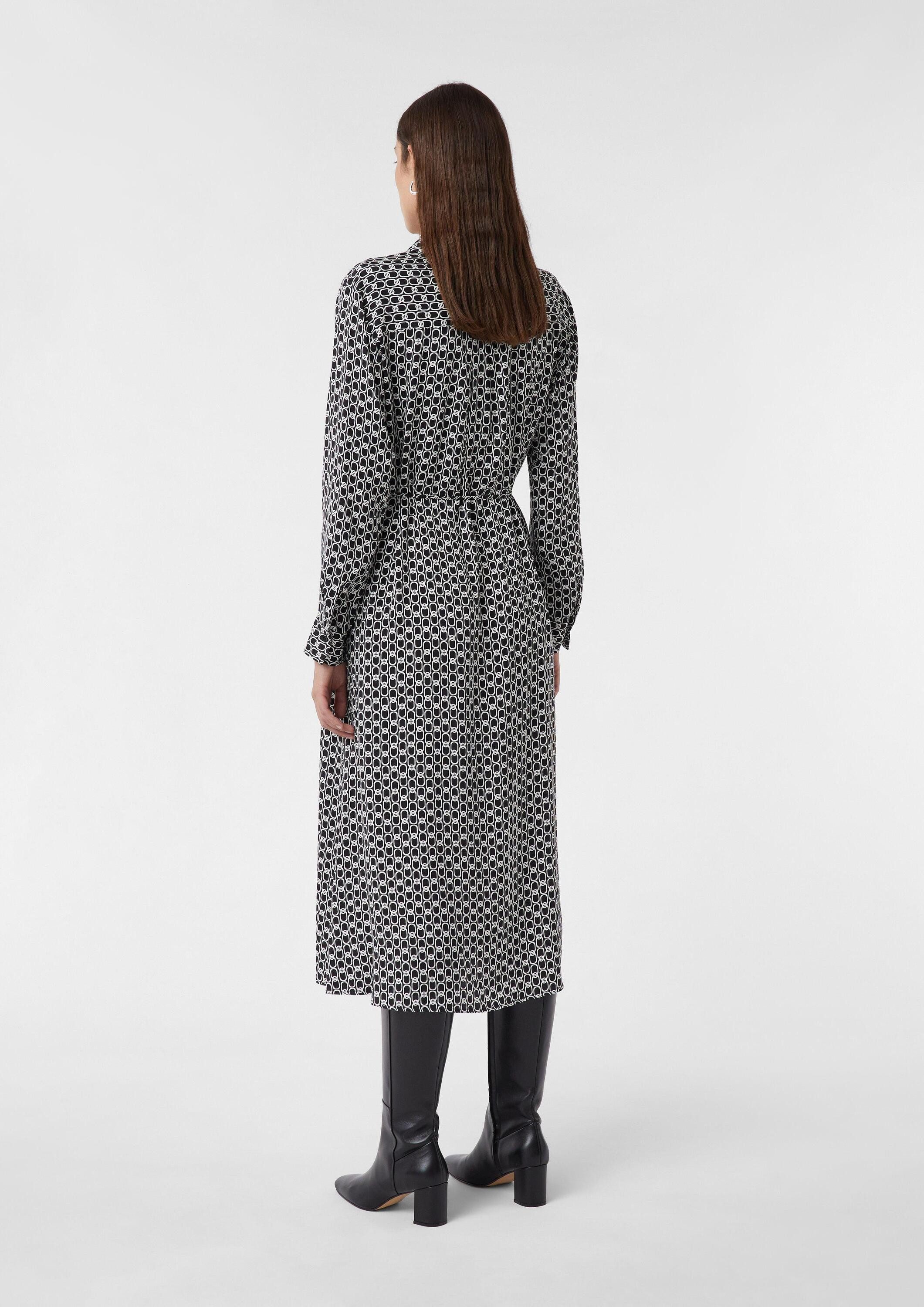 comma Midikleid Kleid Langes Hemdblusenkleid mit Eingrifftaschen und All-over-Print