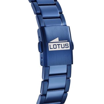 Lotus Quarzuhr LOTUS Herren Uhr Sport 18680/2 Edelstahl, Herrenuhr rund, groß (ca. 43mm) Edelstahlarmband blau