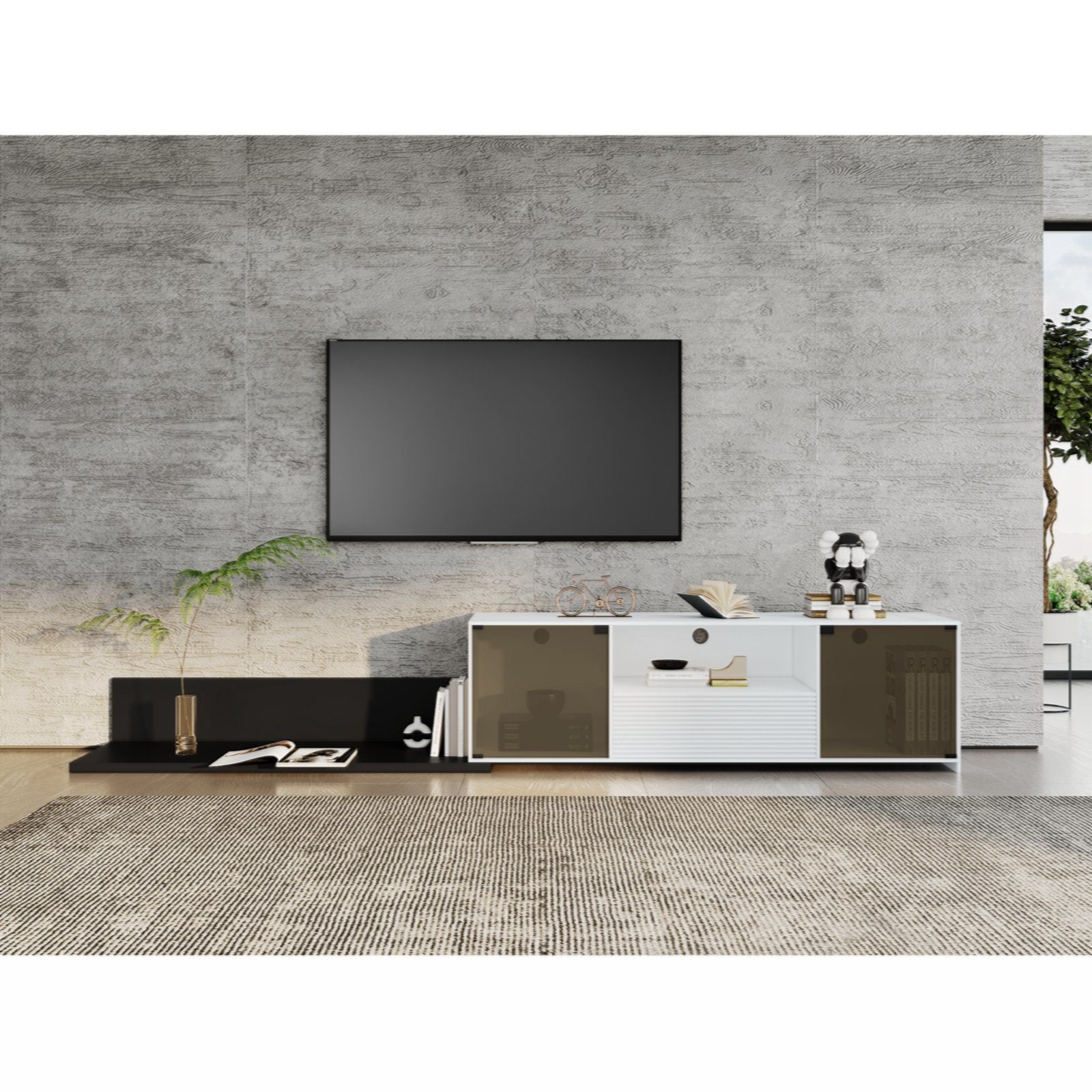Celya TV-Ständer mit LED und Schiebedesign für einen 60-Zoll-Fernseher TV-Ständer