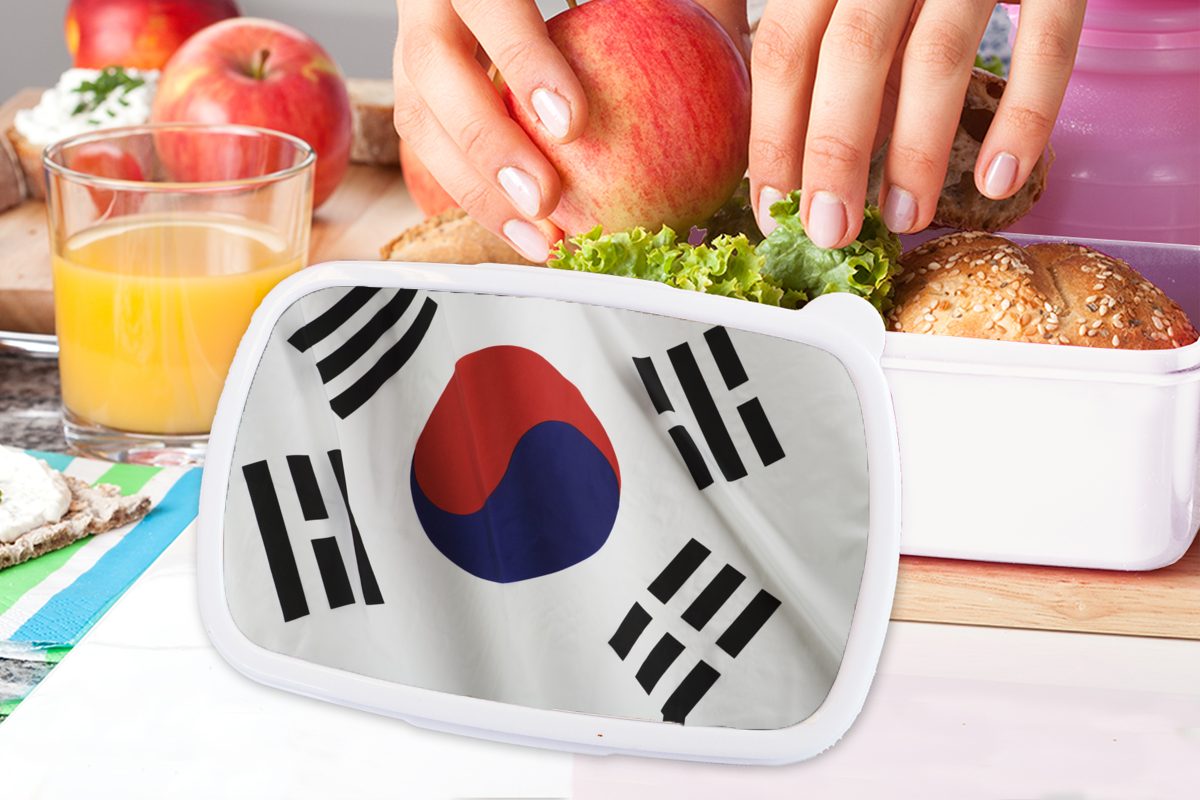 MuchoWow der Lunchbox für Mädchen Erwachsene, Brotdose, Südkorea, Jungs Flagge von (2-tlg), und und für weiß Kunststoff, Kinder Brotbox Nahaufnahme