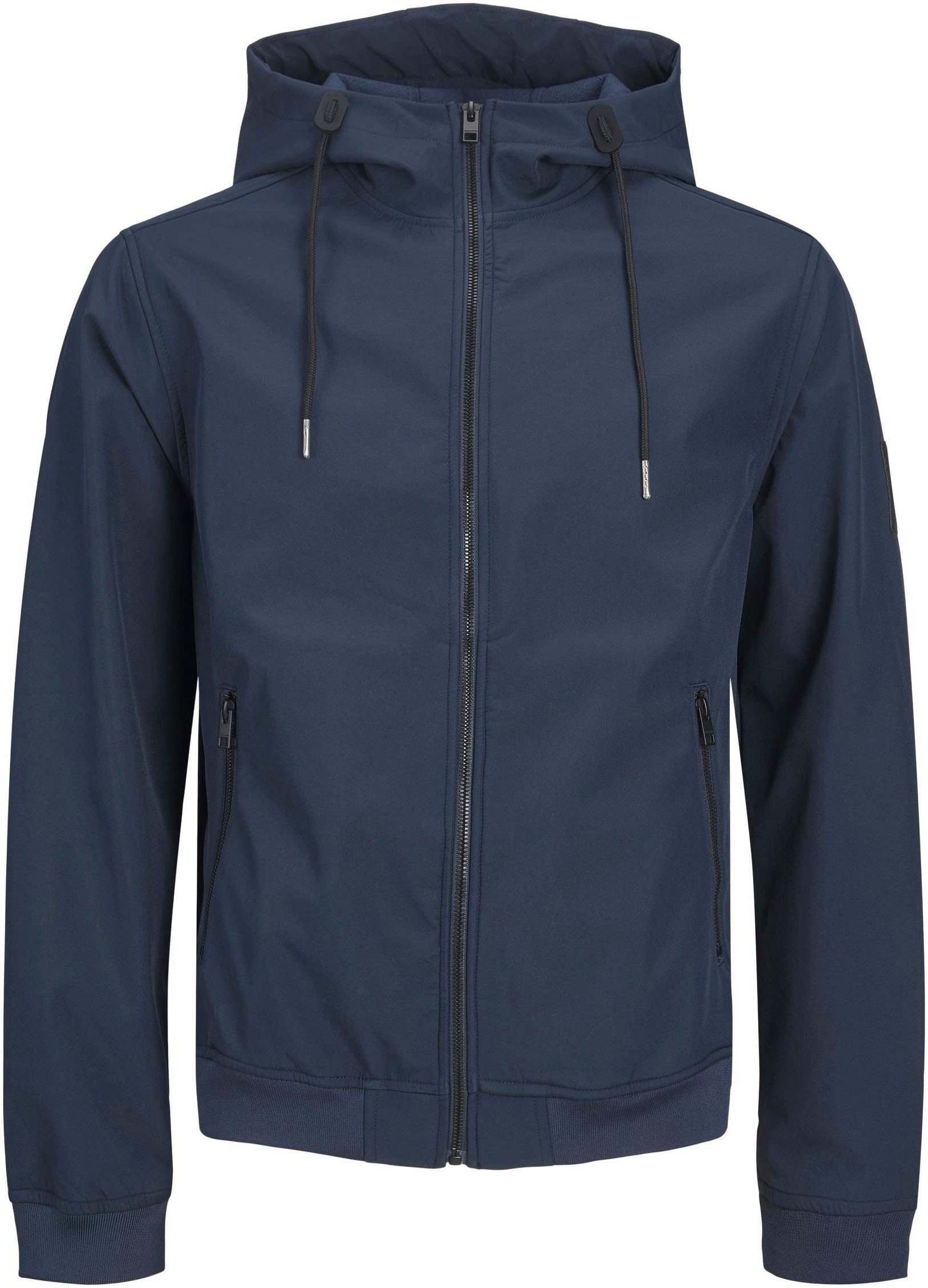 Softshelljacke JJEBASIC mit Kapuze und wasserabweisendem Stoff