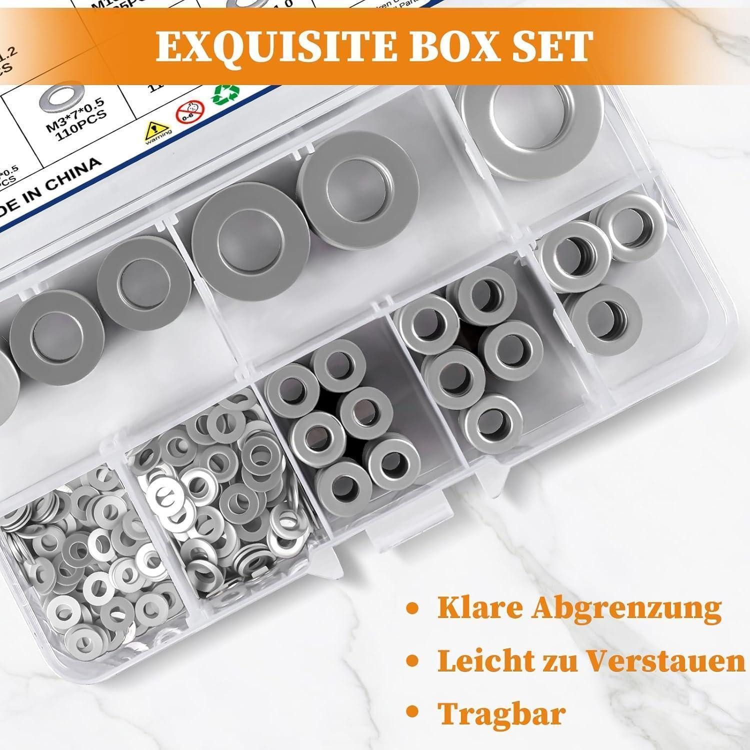 LuxusKollektion Unterlegscheibe Unterlegscheiben Set Edelstahl 9 Grössen