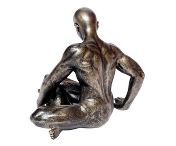 Brillibrum Dekofigur Moderne Dekofigur Athlet Sportler Skulptur in Pose Design Figur Akt Muskulös Mann Design Silber Gold Muskeln Bodybuilder Körperstudie Sport