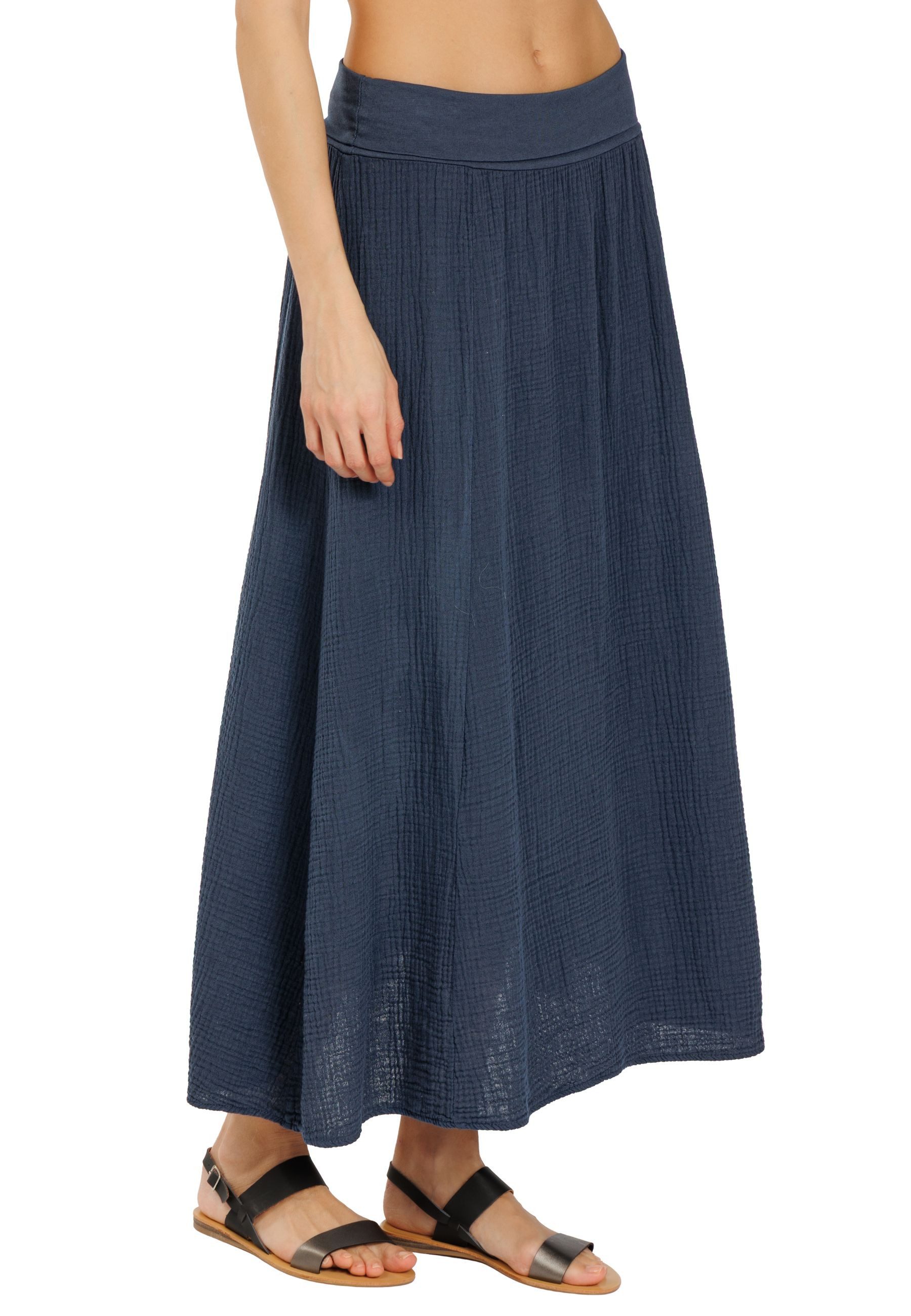 Caspar Maxirock Damen Musselin Maxi Rock lang 100% Baumwolle Made in Italy - Ro036