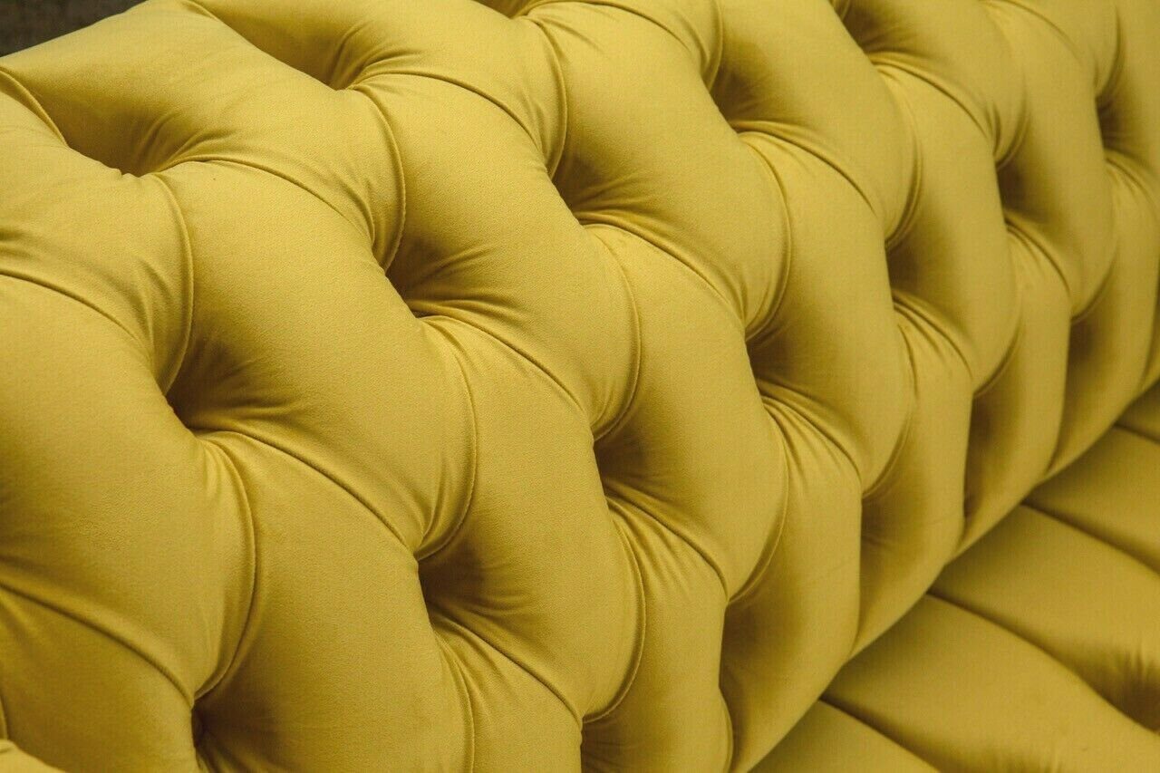 Couch Chesterfield JVmoebel Sitzer Sofa Chesterfield-Sofa, Zwei Gelbe Polster Textil