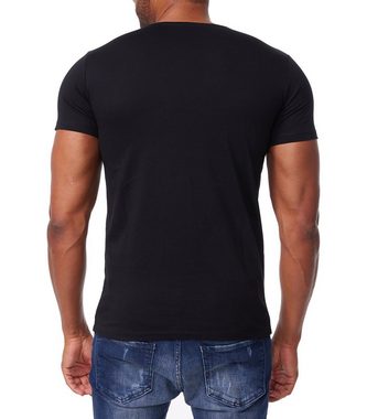 TRUENO T-Shirt Herren Totenkopf T-Shirt mit Strass Slim-Fit Sommer Shirt DH-T16