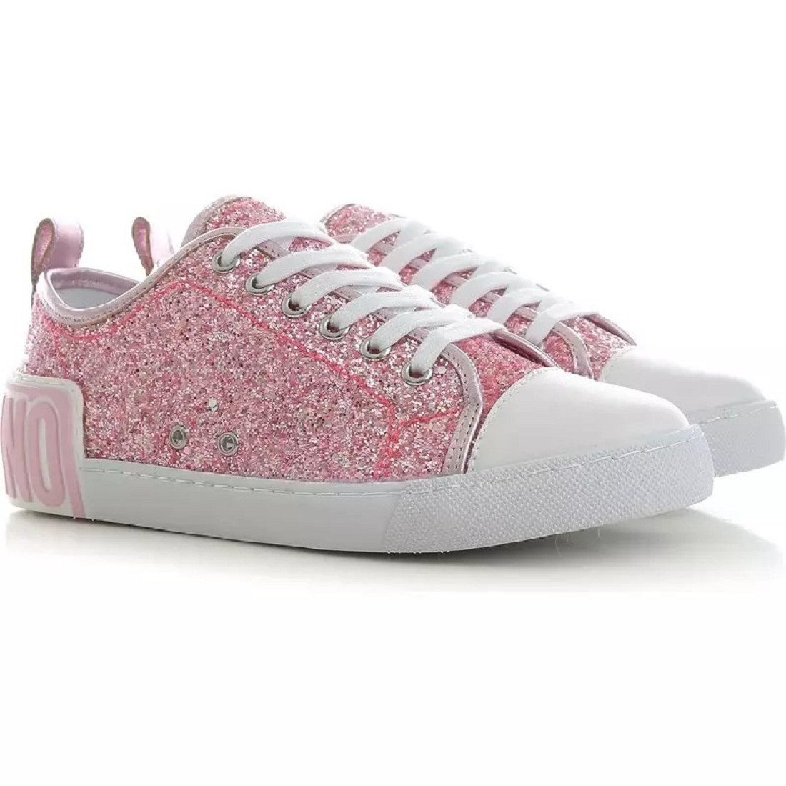 Moschino MOSCHINO DAMEN Sneakers VULCA25 GLITTER+LAM.ROSA Sneakerd Sneaker Glitzer, Logoprägung