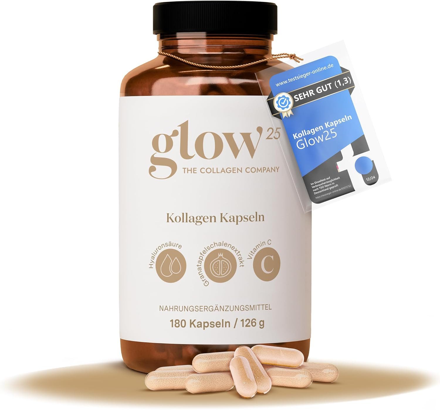 Kollagen Kapseln [180 Kapseln] mit Hyaluronsäure und Vitamin C Kapseln