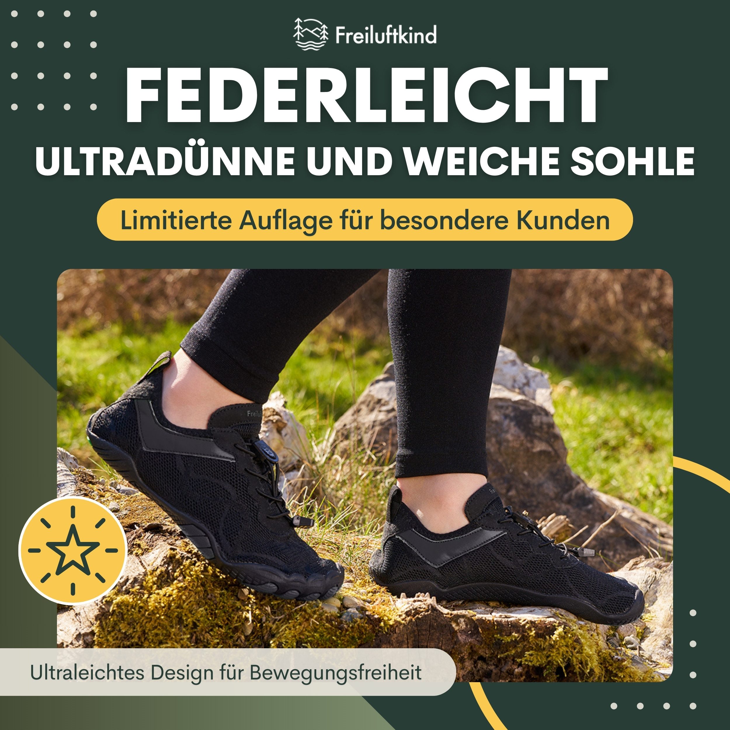 Freiluftkind Das Original – Kokoda rutschfeste Barfußschuhe Sneaker Schnellverschluss