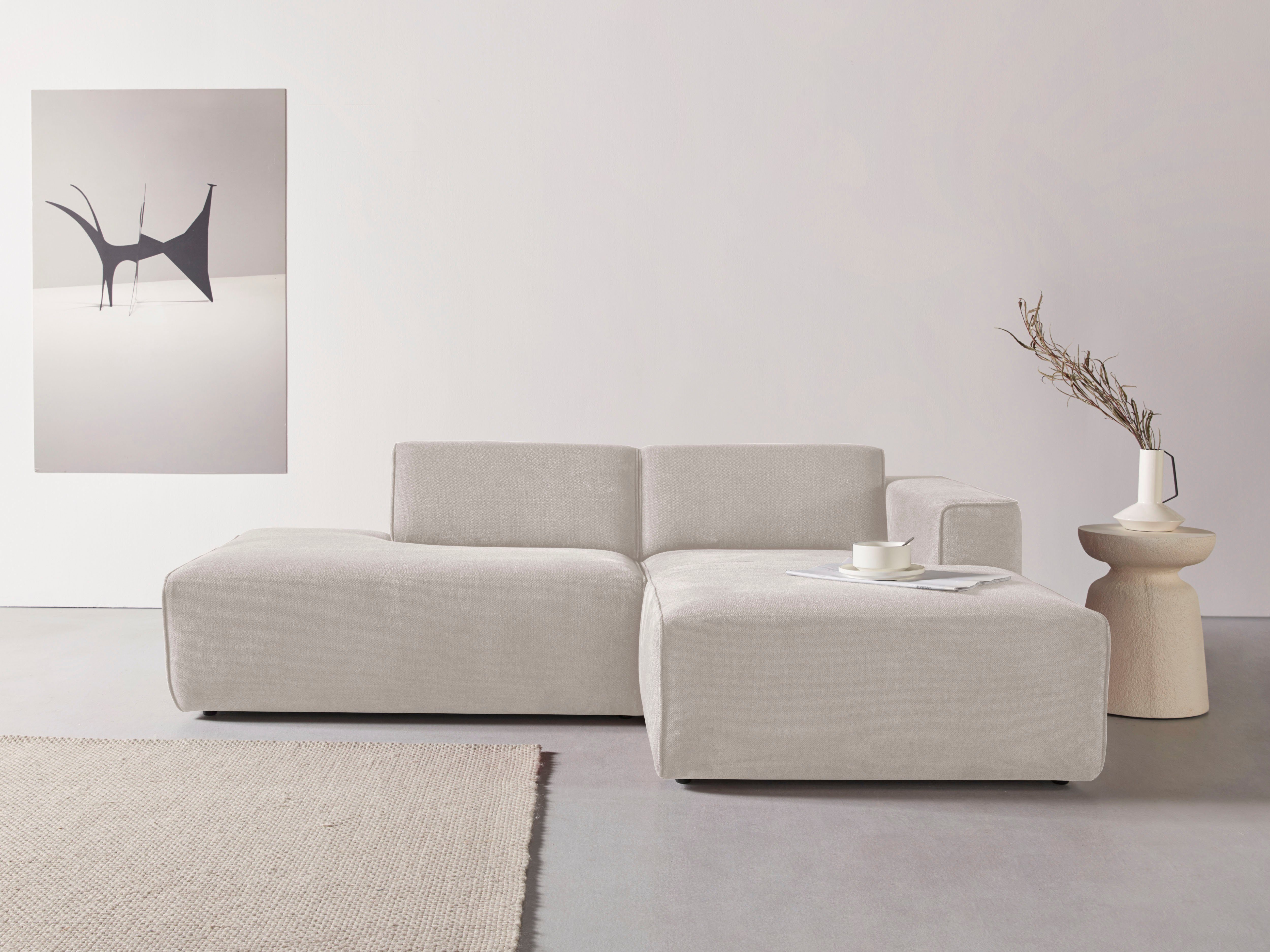 andas Ecksofa "Noord mit Kedernaht, Breite 227 cm, L-Form", Cord, Struktur, günstig online kaufen