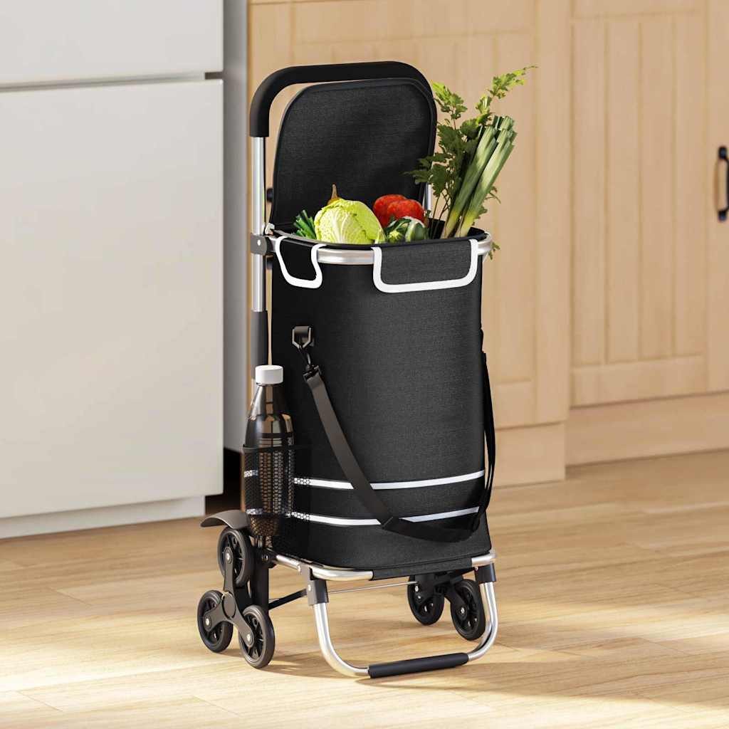 vidaXL Einkaufstrolley Einkaufswagen 1 Schwarz 47 x 39 x 100,5 cm Oxford-Stoff