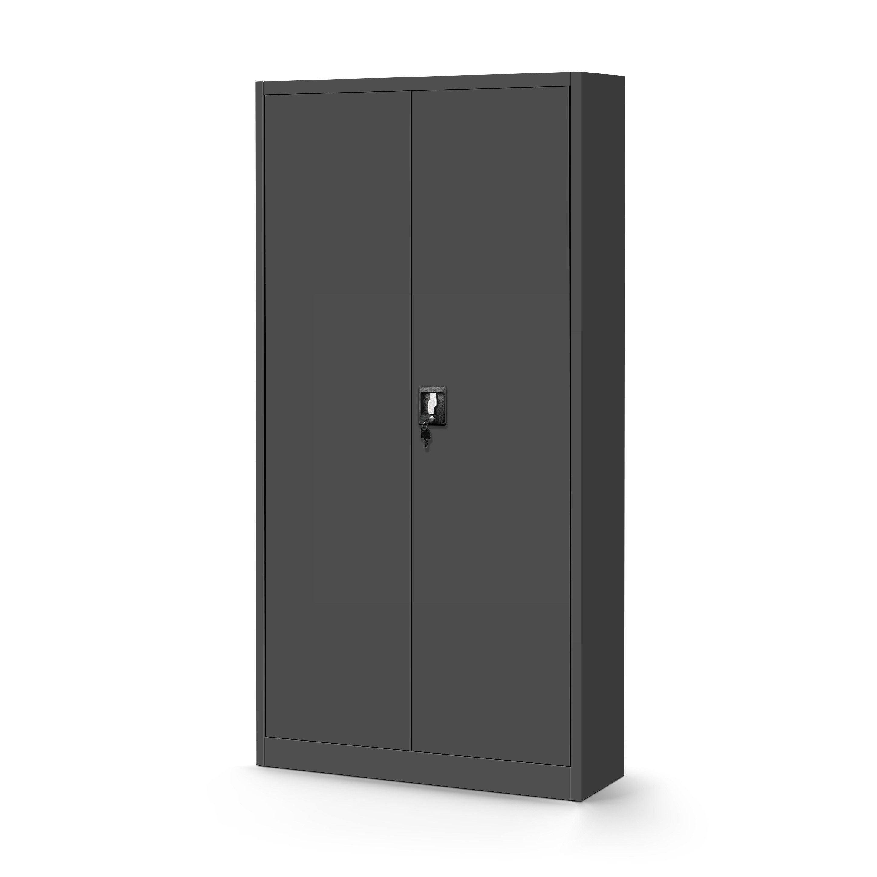 Jan Nowak Aktenschrank Metall Büroschrank Geheimfach 90 cm TOMASZ 4 Böden abschließbar (Safe Aktenschrank Büro Kanzlei Praxis Sozialraum Kleiderstange, 0,6 mm 185 x 90 x 45 cm Wandmontage Schloss 2 Schlüssel Stahl) Geheimfach robust langlebig pulverbeschichtet 10 Farben