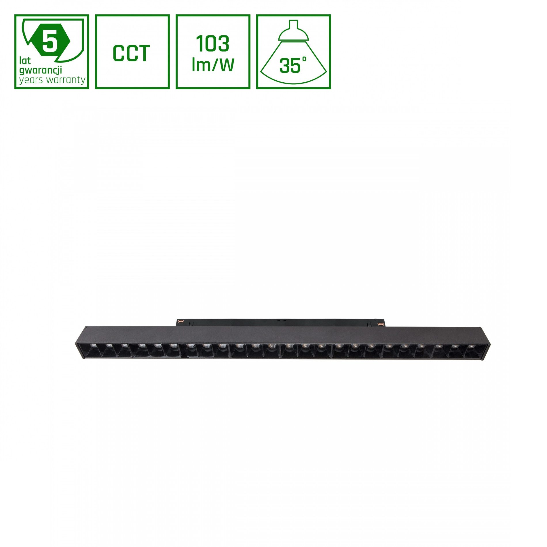 Spectrum Schienensystem-Leuchten Smarte 48V Schienenleuchte 24W Schwarz blendfrei Zigbee & Philips Hue, Leuchtmittel fest integriert, CCT, 48V, 35°, UGR<19, CCT