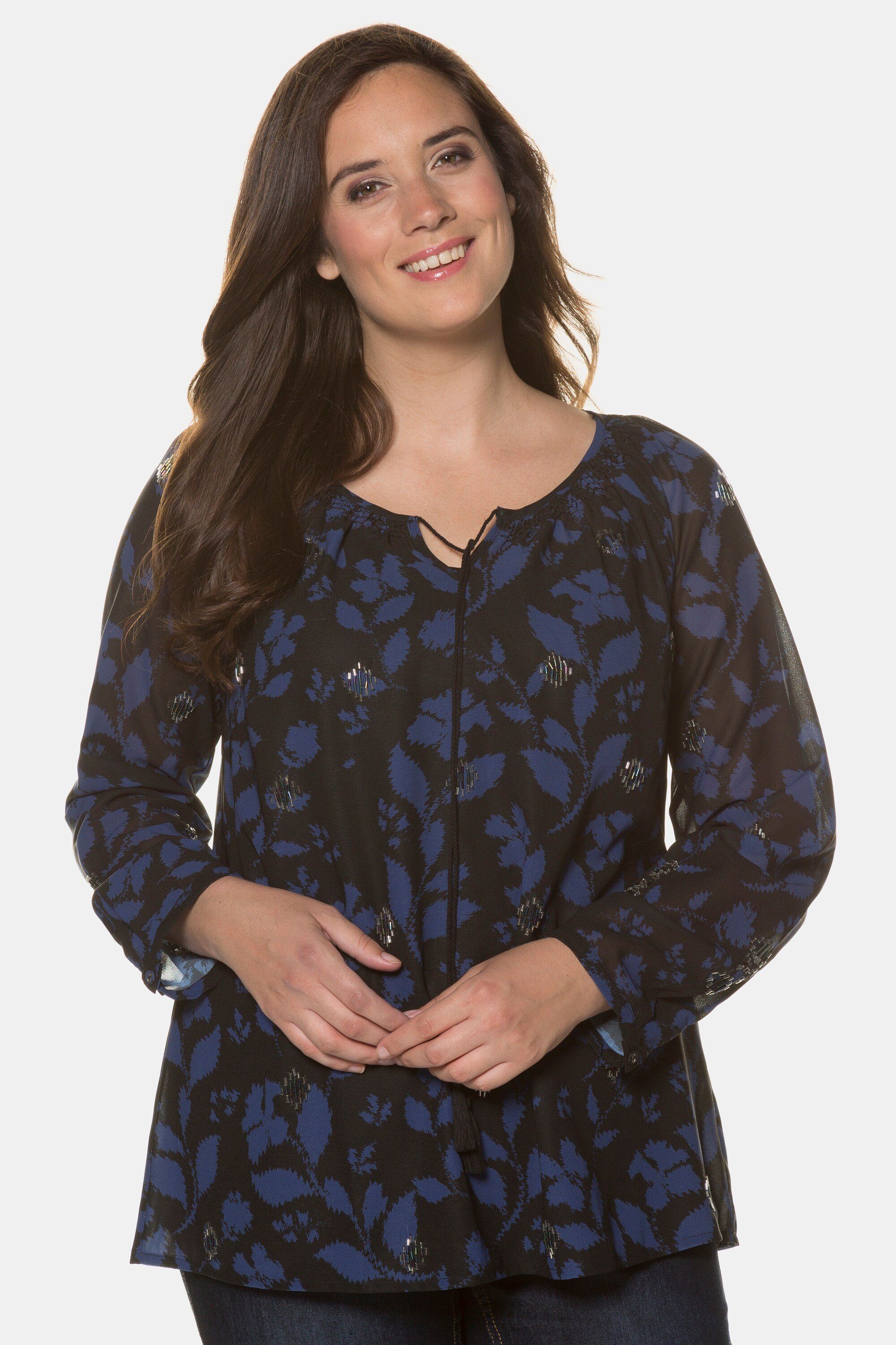 Ulla Popken Dameskleding Plus Size Curvy Goblet kraag A-lijn blouse 819367, Sneeuwwitje, 16-18