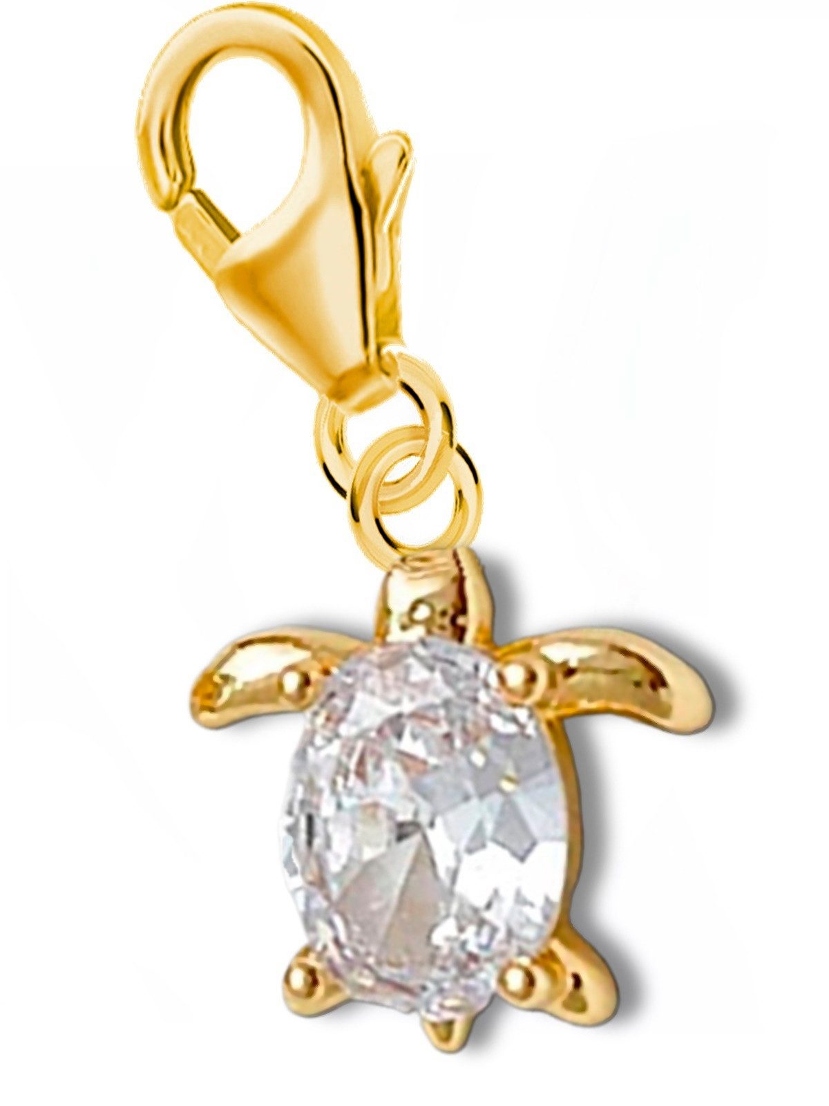 Goldene Hufeisen Charm-Einhänger Schildkröte Charm 925 Silber Gold vergoldet Anhänger für Armband, 18K vergoldet