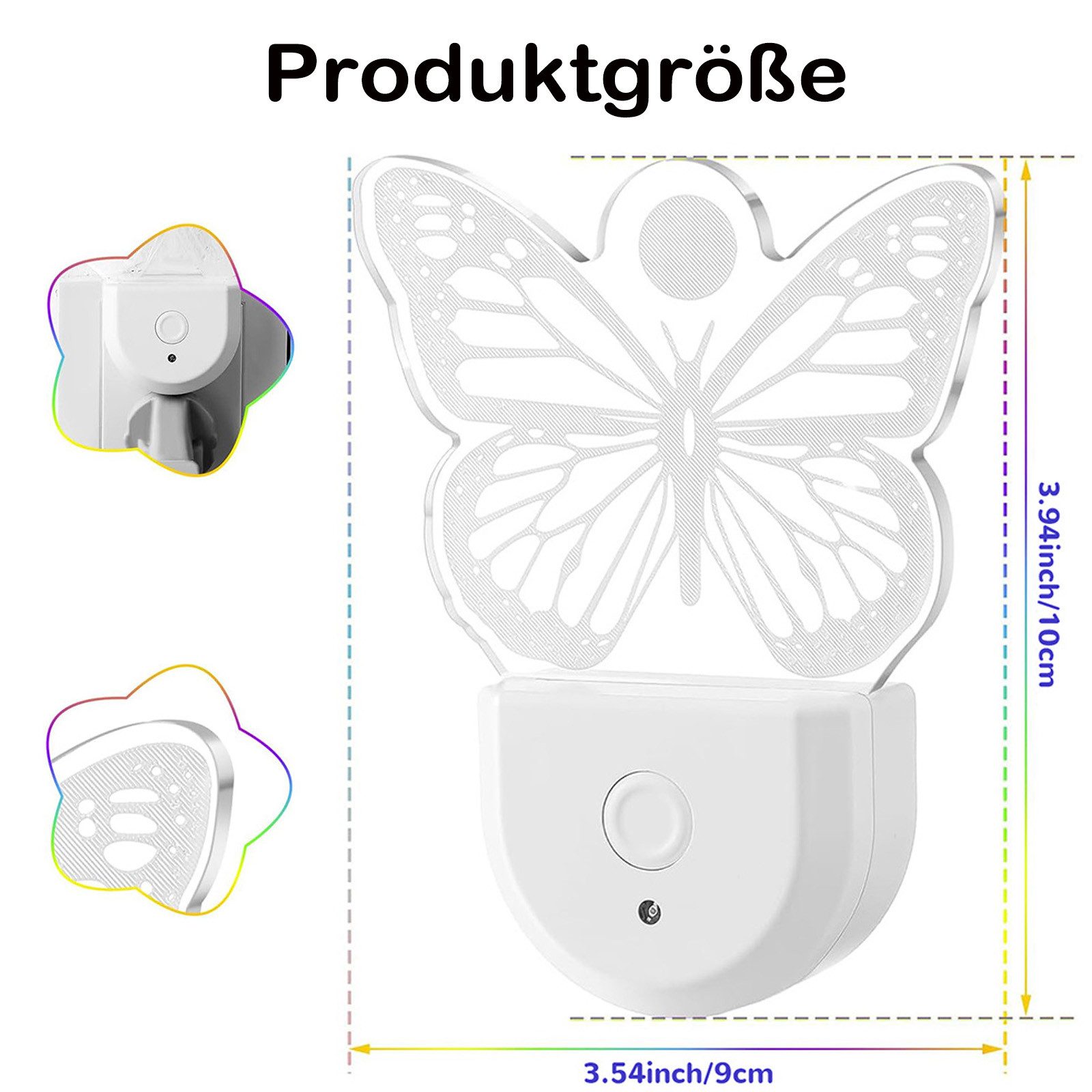 MUPOO Steckdosenleuchte Dynamisches RGB Regenbogen, Dinosaurier, Schmetterl günstig online kaufen