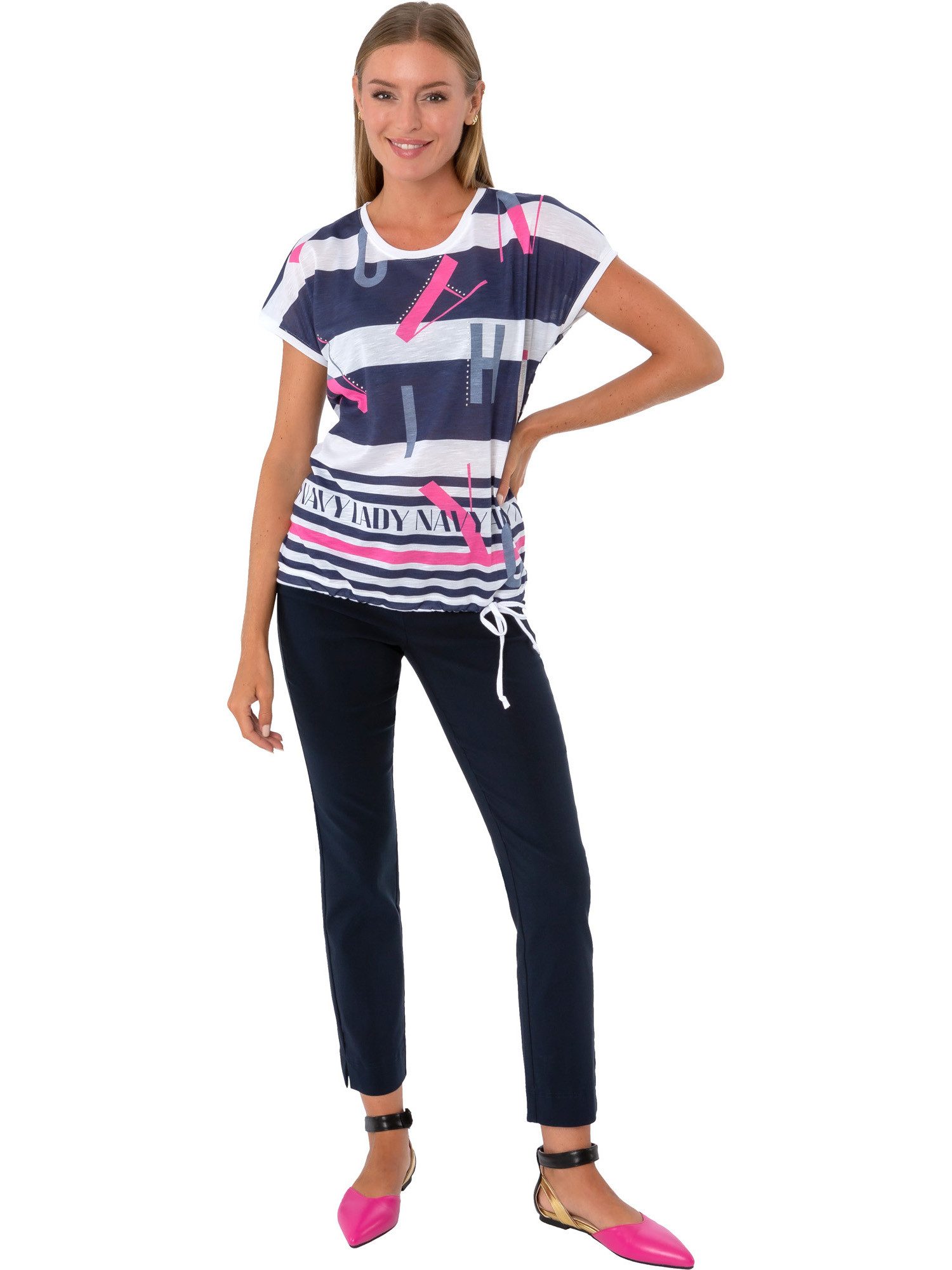 Estefania for woman Rundhalsshirt 194-1649, "navy lady" mit Schnürung und S günstig online kaufen
