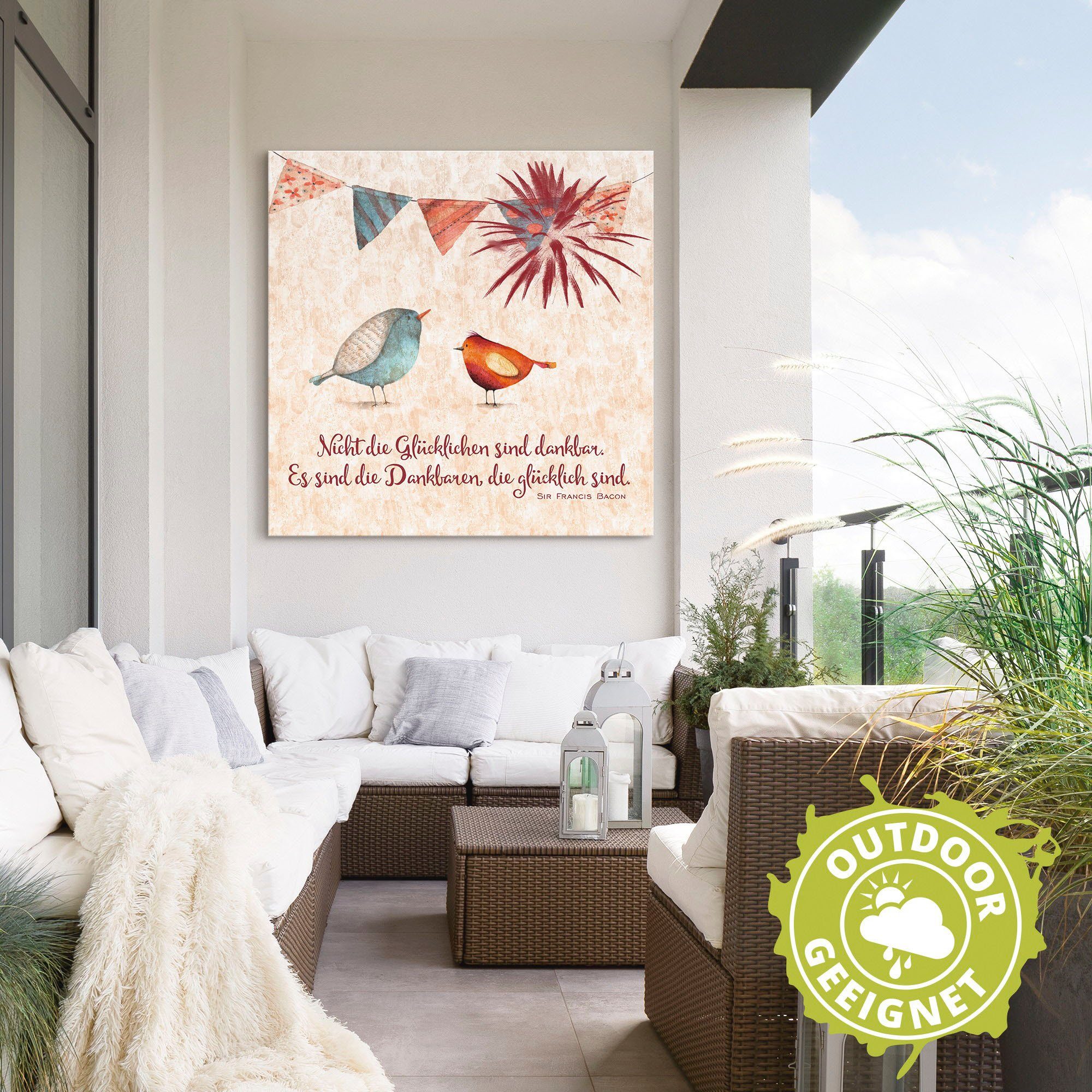 Artland Wandbild Lebensweisheit Glücklich, Tiere (1 St), als Alubild, Leinwandbild in verschied. Größen