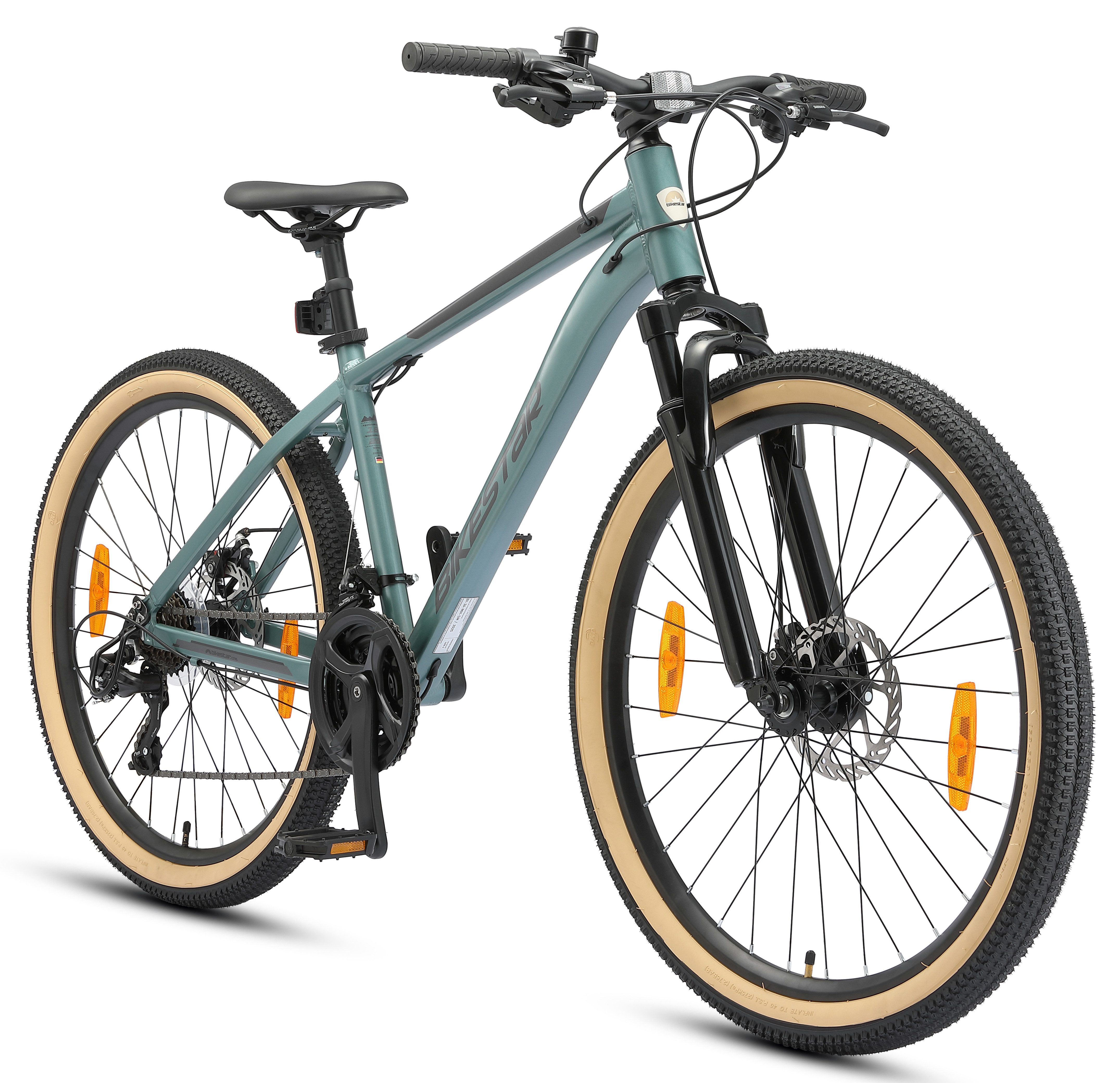 Bikestar Mountainbike, 21 Gang Shimano RD-TY300 Schaltwerk, Kettenschaltung, für Damen und Herren, Kettenschaltung