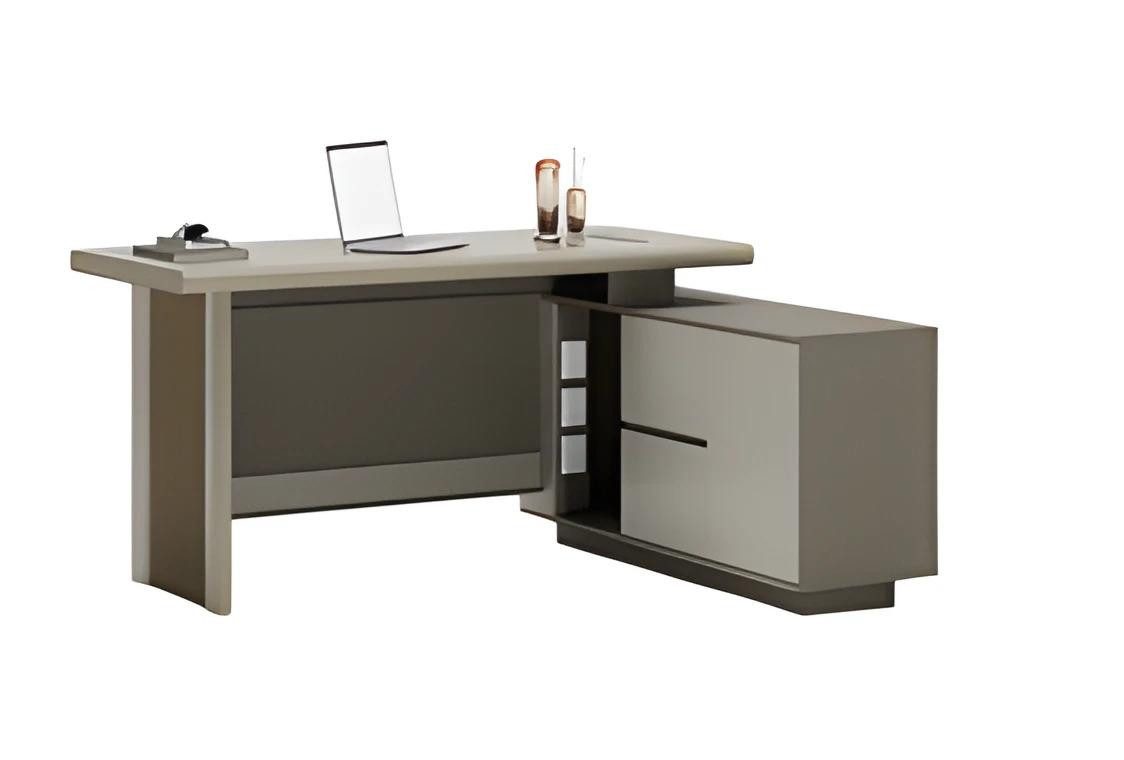 JVmoebel Schreibtisch Grau-beiger Schreibtisch mit Schubladen für Büroorganisation (1-St., 1 Tisch), Made in Europe