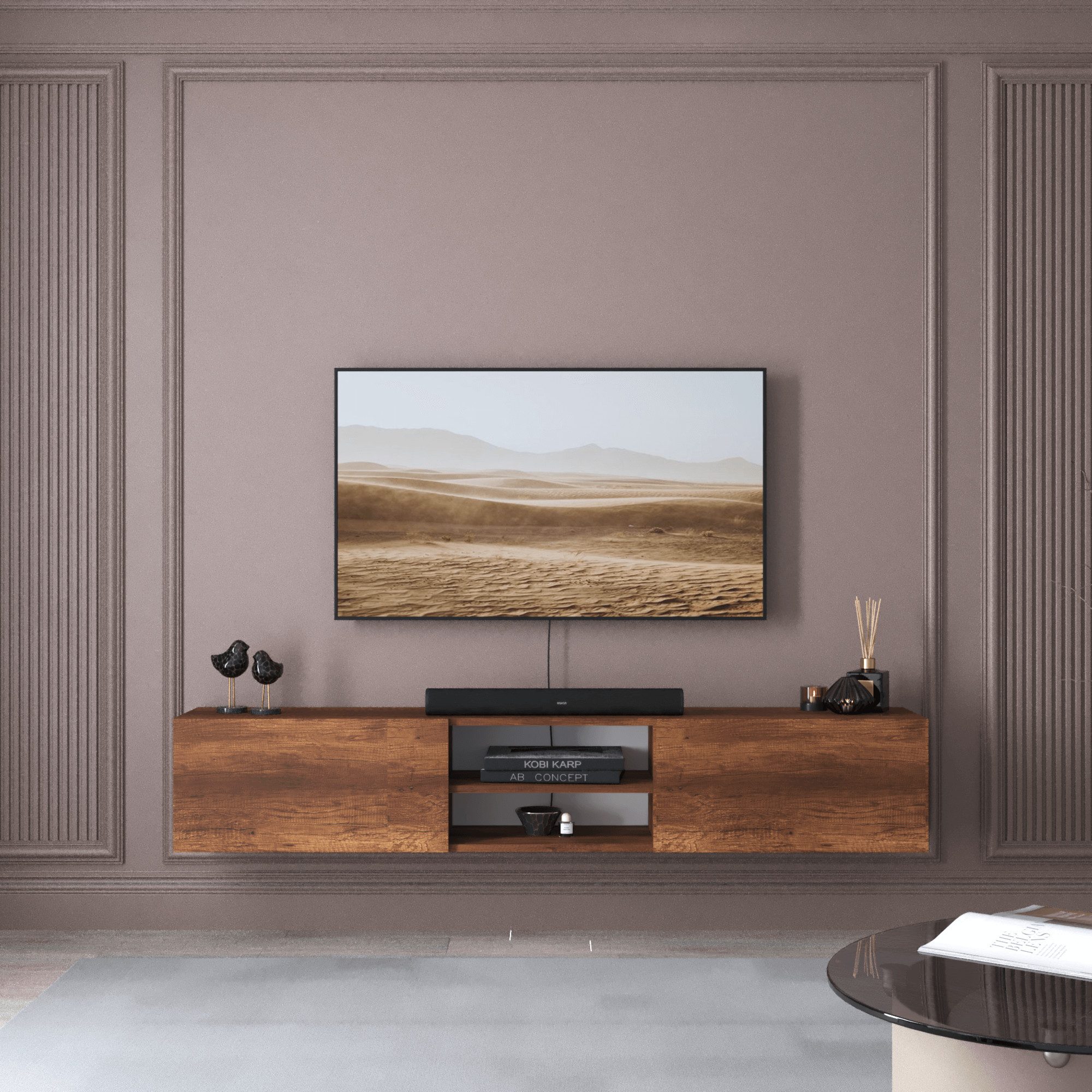 BDR Smart Home Art Lowboard Waco TV Lowboard 180 cm, 2 Türen Wandmontage Modernes Design
