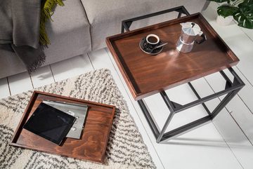 riess-ambiente Couchtisch ELEMENTS 60cm mocha / schwarz (Set, 2-St), Wohnzimmer · Echtholzfurnier · abnehmbares Tablett · Industrial